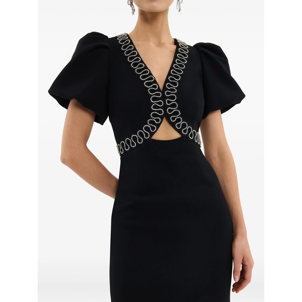 Rebecca Vallance Nyx Crystal-embellished Cutout Crepe Midi Dress In Black