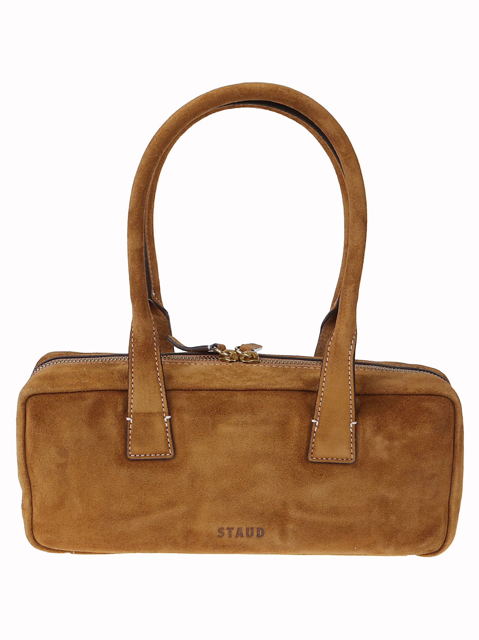 Staud Smooth Leather Shoulder Bag With Double Handles In Brown