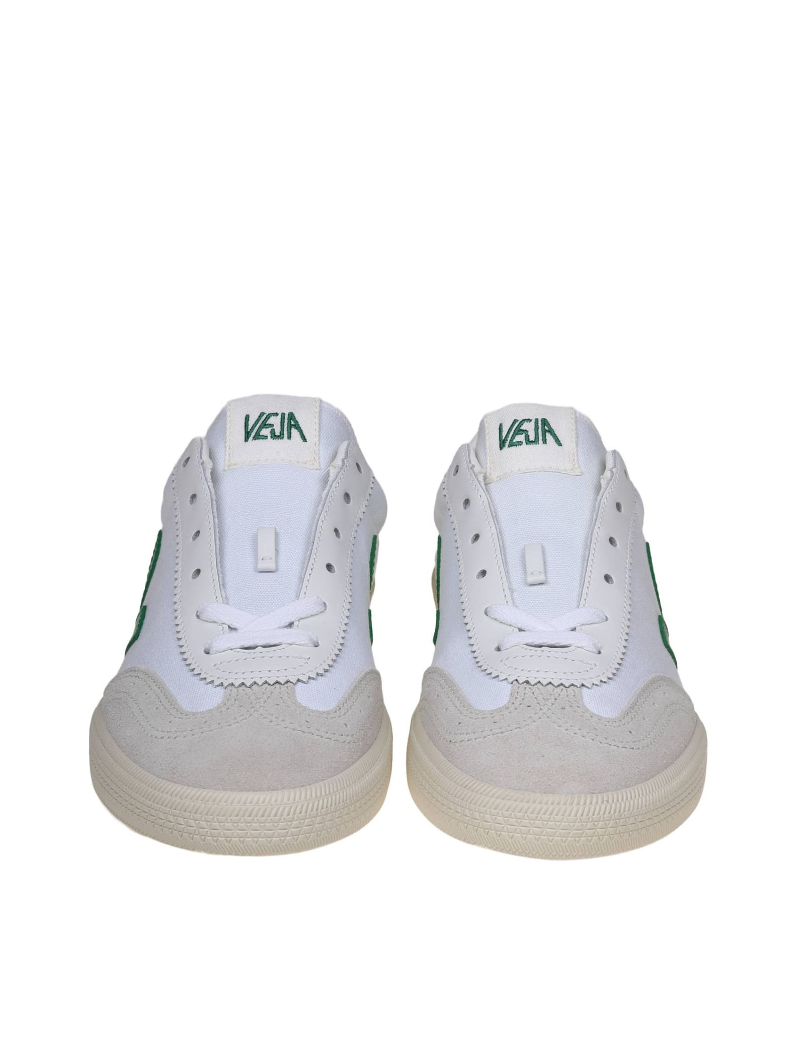 Shop Veja Volley Sneakers In Canvas Color White/green In White/emeraude