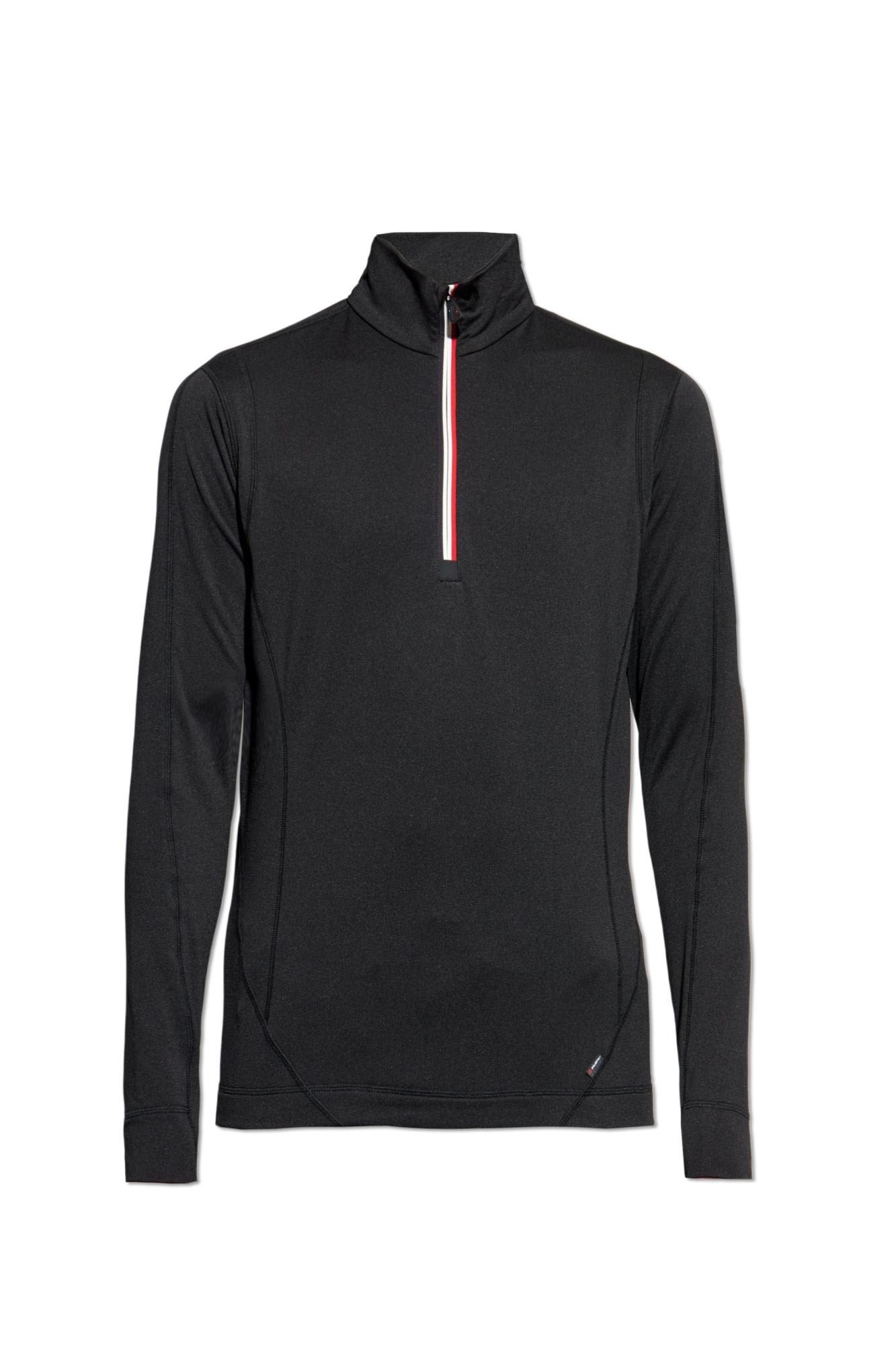 Moncler High Collar Knit Sweatshirt Contrast Trim In Black