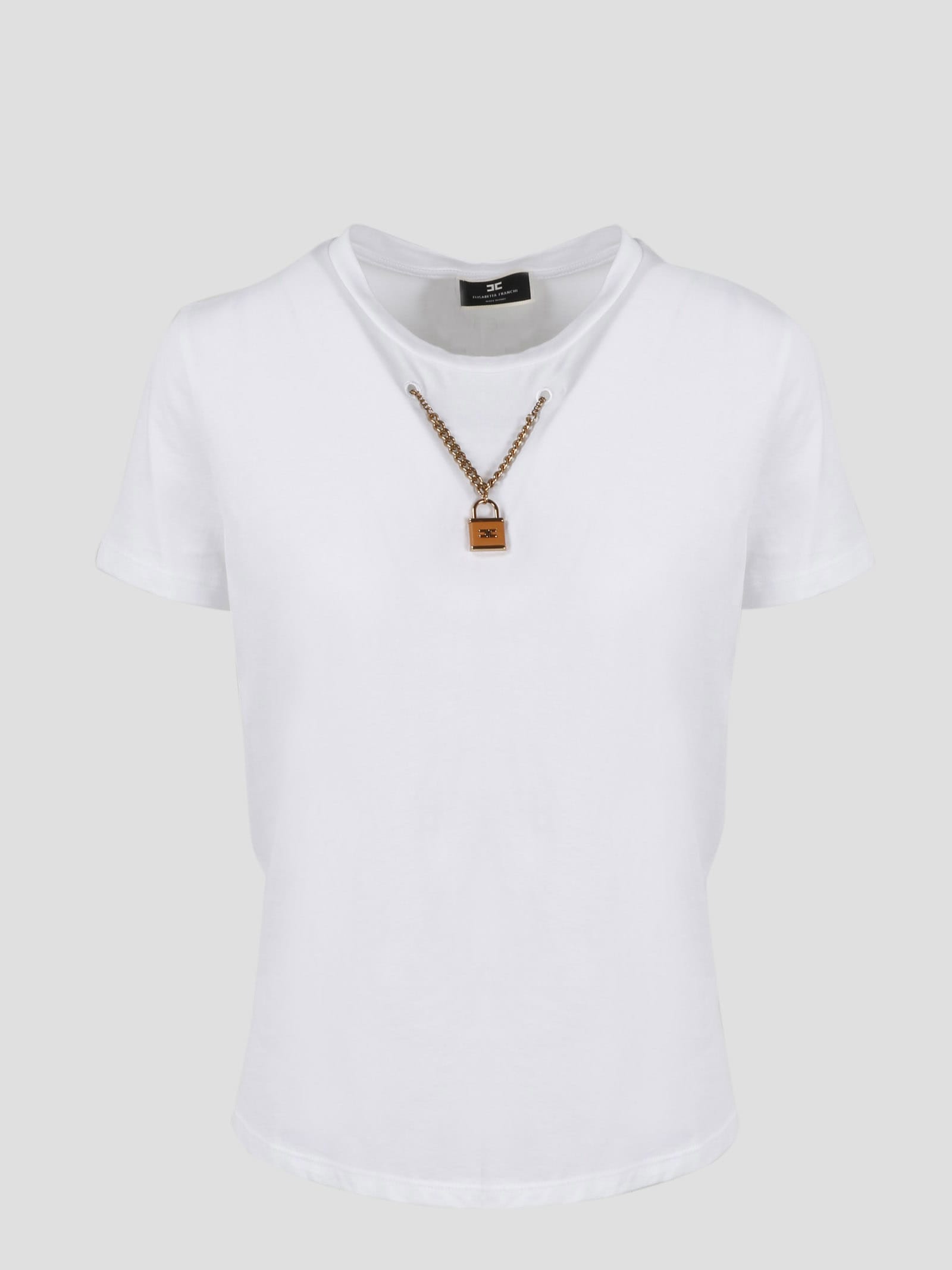 Elisabetta Franchi Padlock Charm Nacklace T-shirt