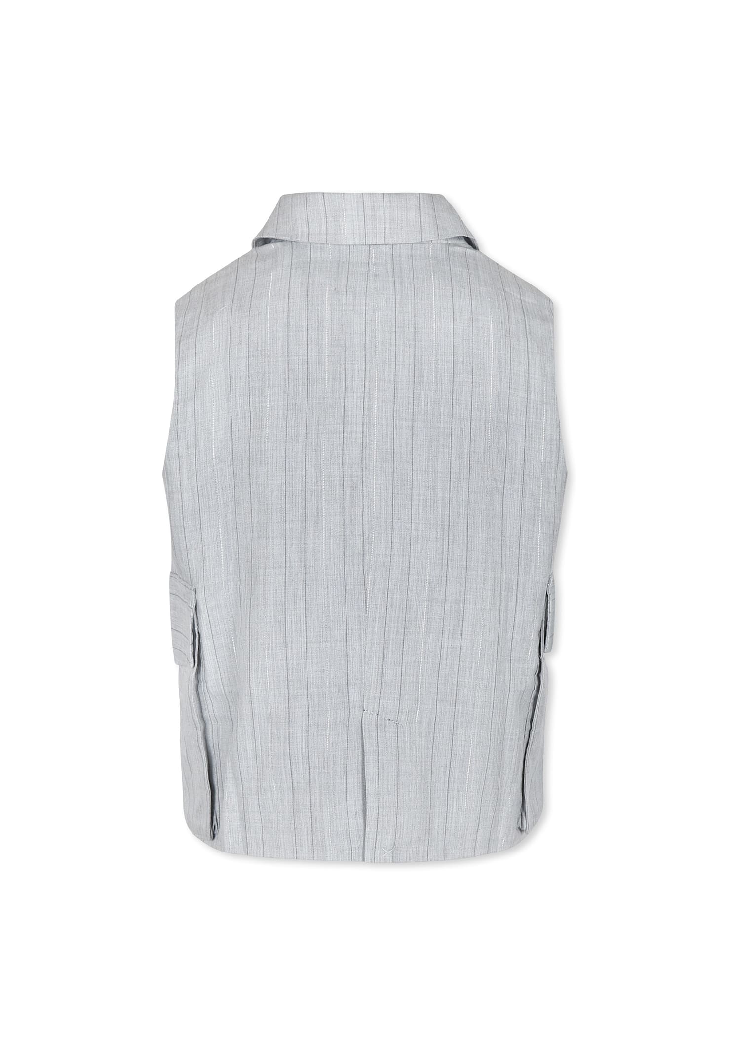 Dkny Metallic-thread Striped Vest In Grey