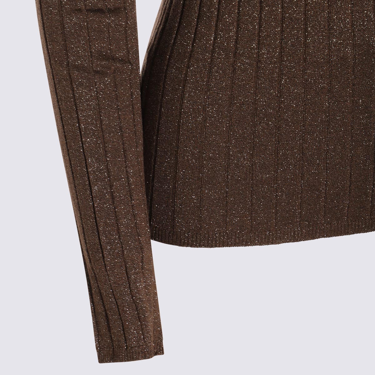 Brunello Cucinelli Ribbed-knit Cashmere And Silk-blend Top In Brown
