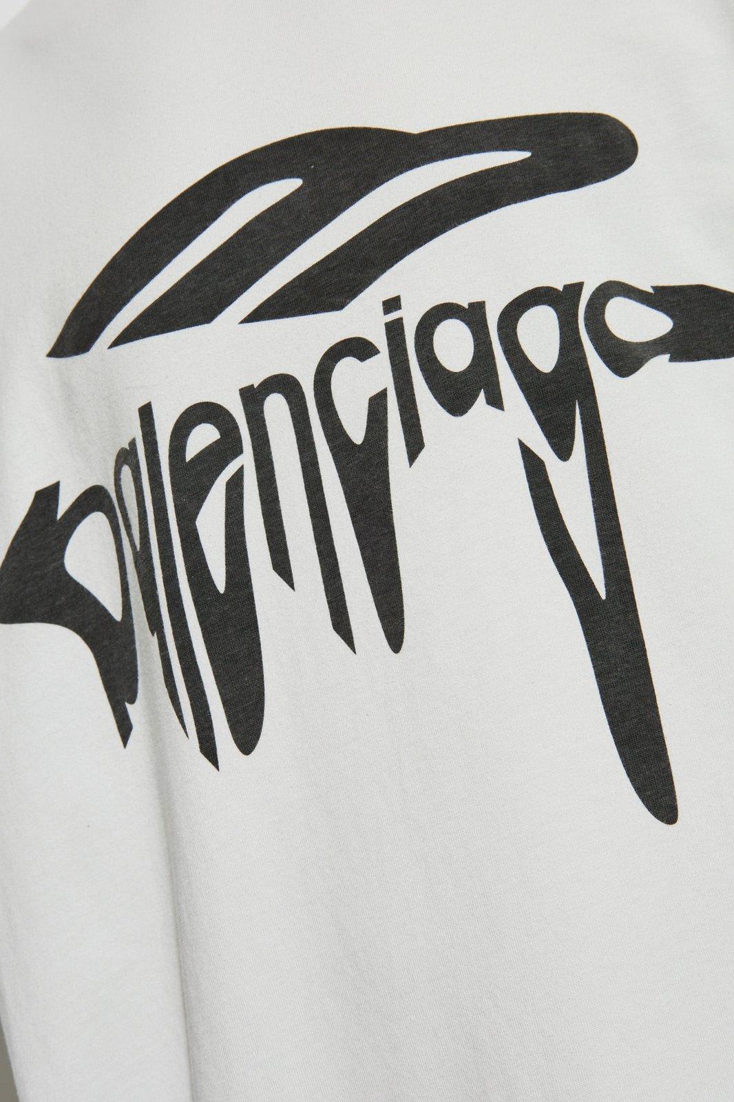 Balenciaga Light Grey Cotton Oversize T-shirt In White