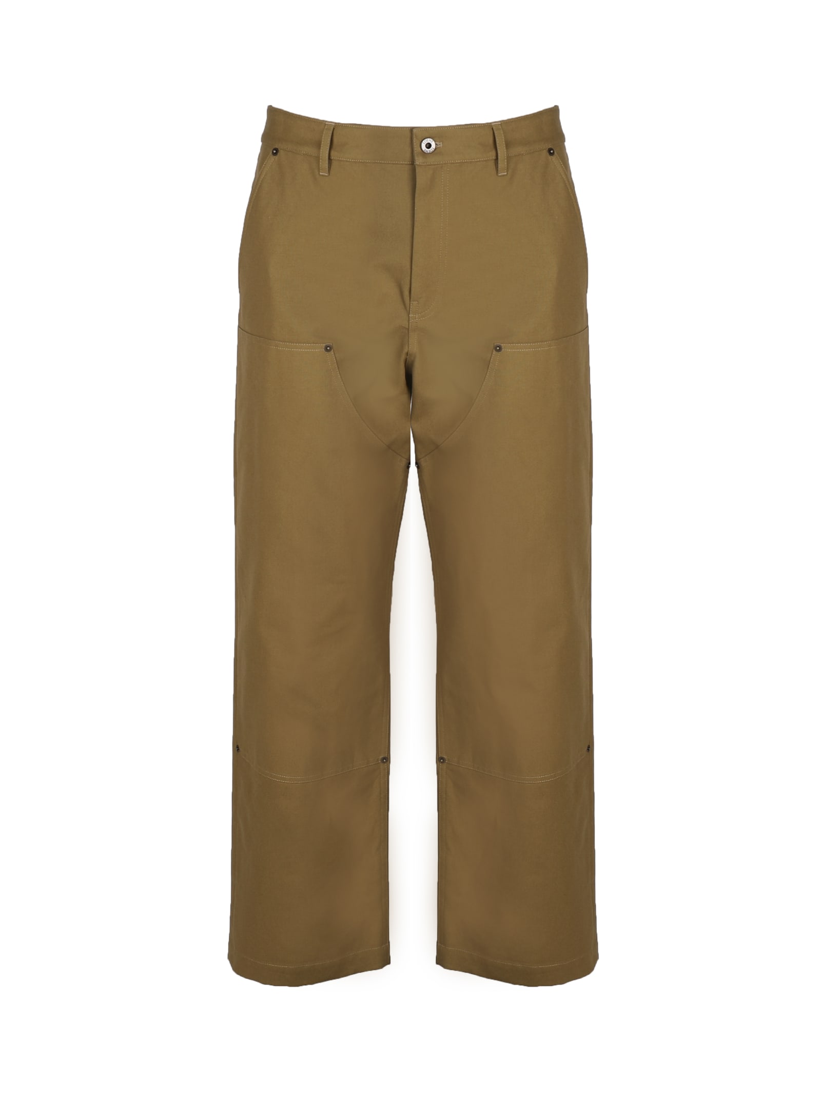 Shop Loewe Workwear Trousers In Cotton Canvas In Chestnut