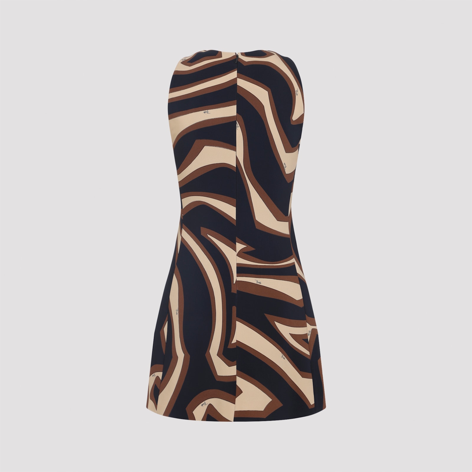 Pucci Abstract Pattern Sleeveless Fitted Dress In Brown