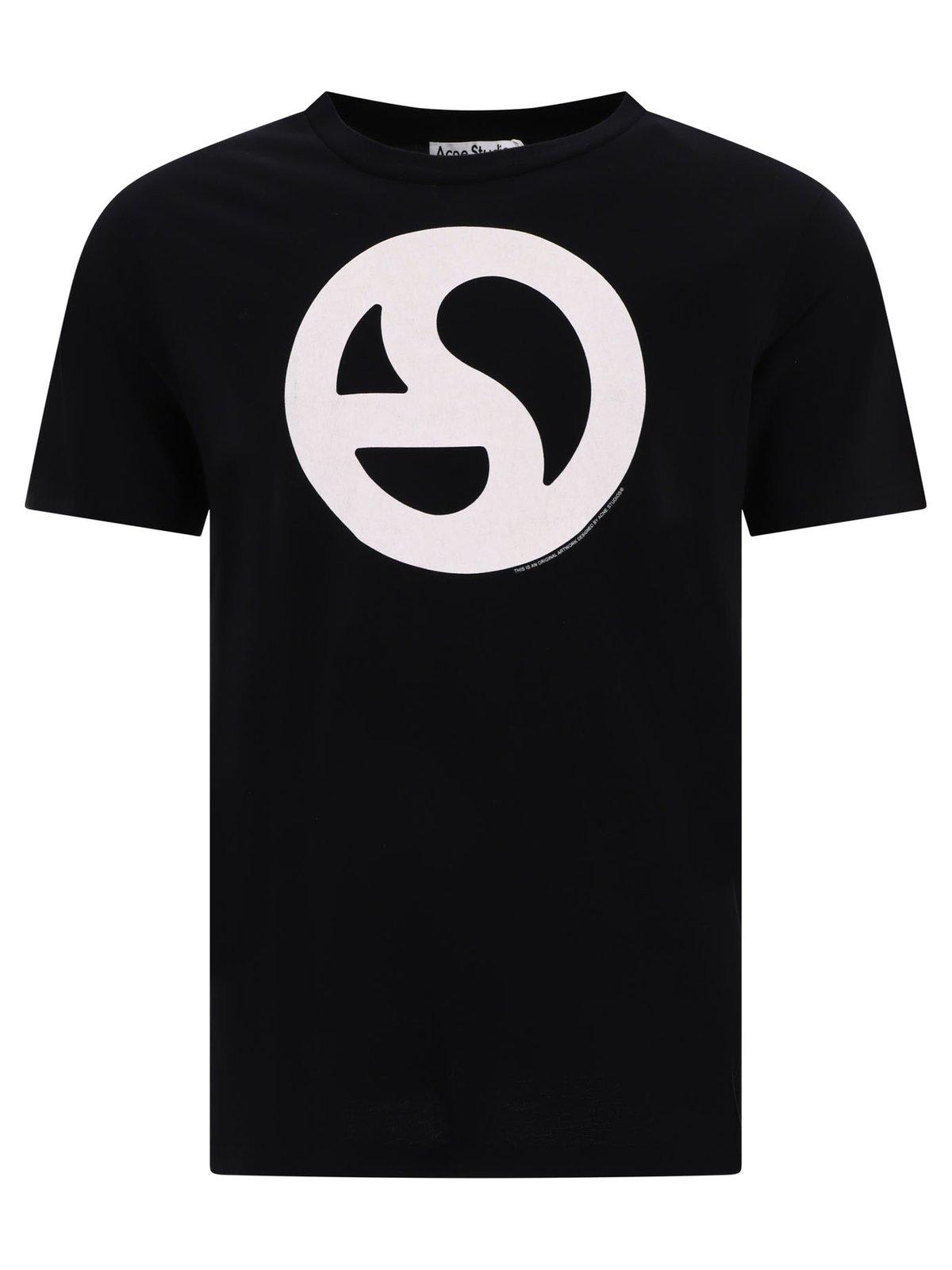 Shop Acne Studios Logo Printed Crewneck T-shirt In Black