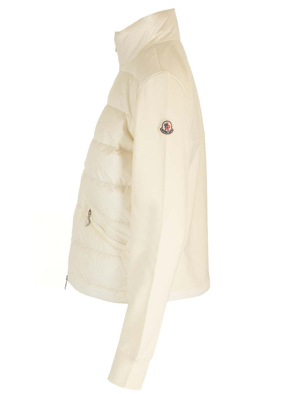 Shop Moncler Compact Jersey Cardigan In White