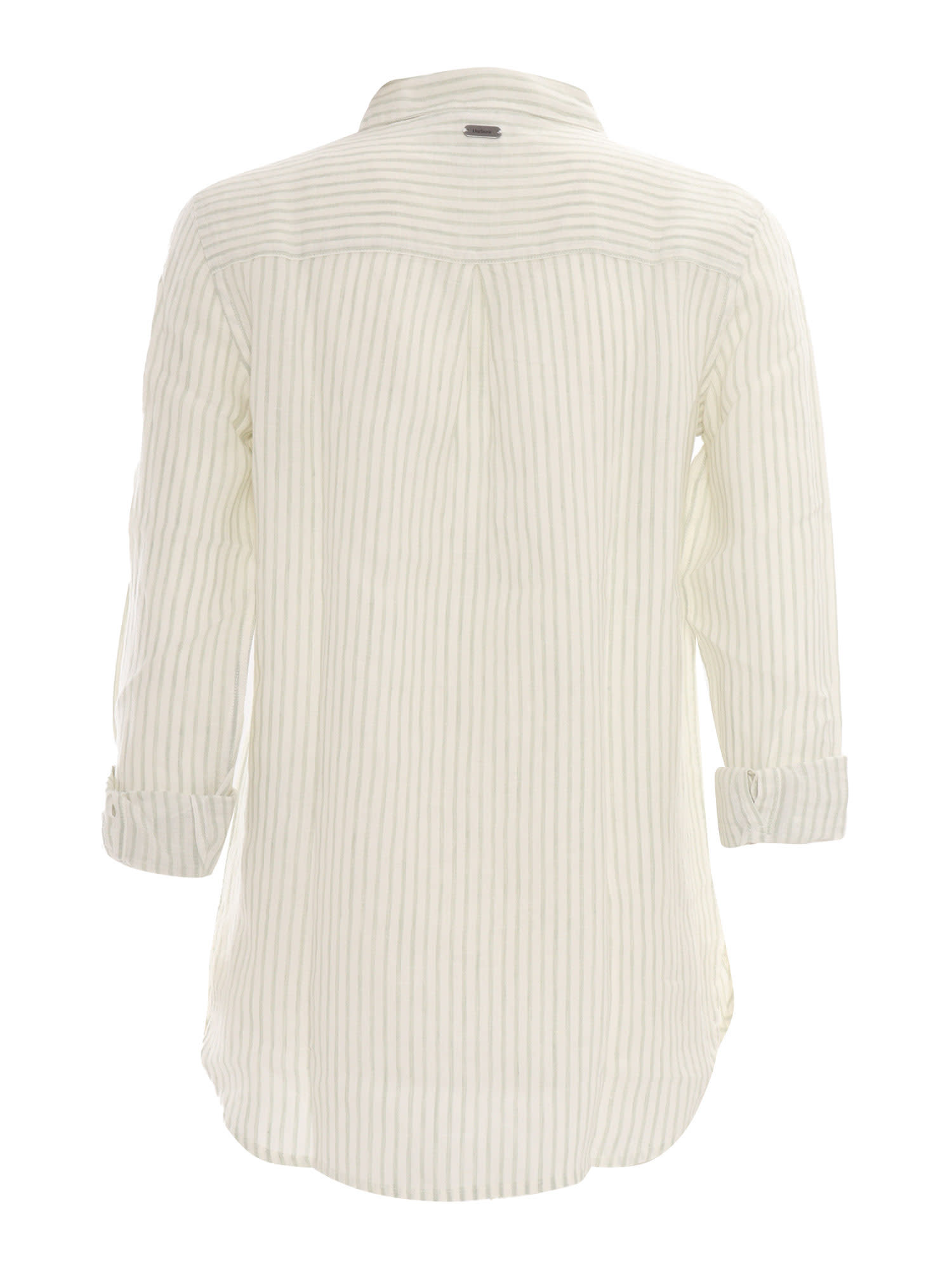 Barbour Marine Striped Long Sleeved Shirt In Light Blue