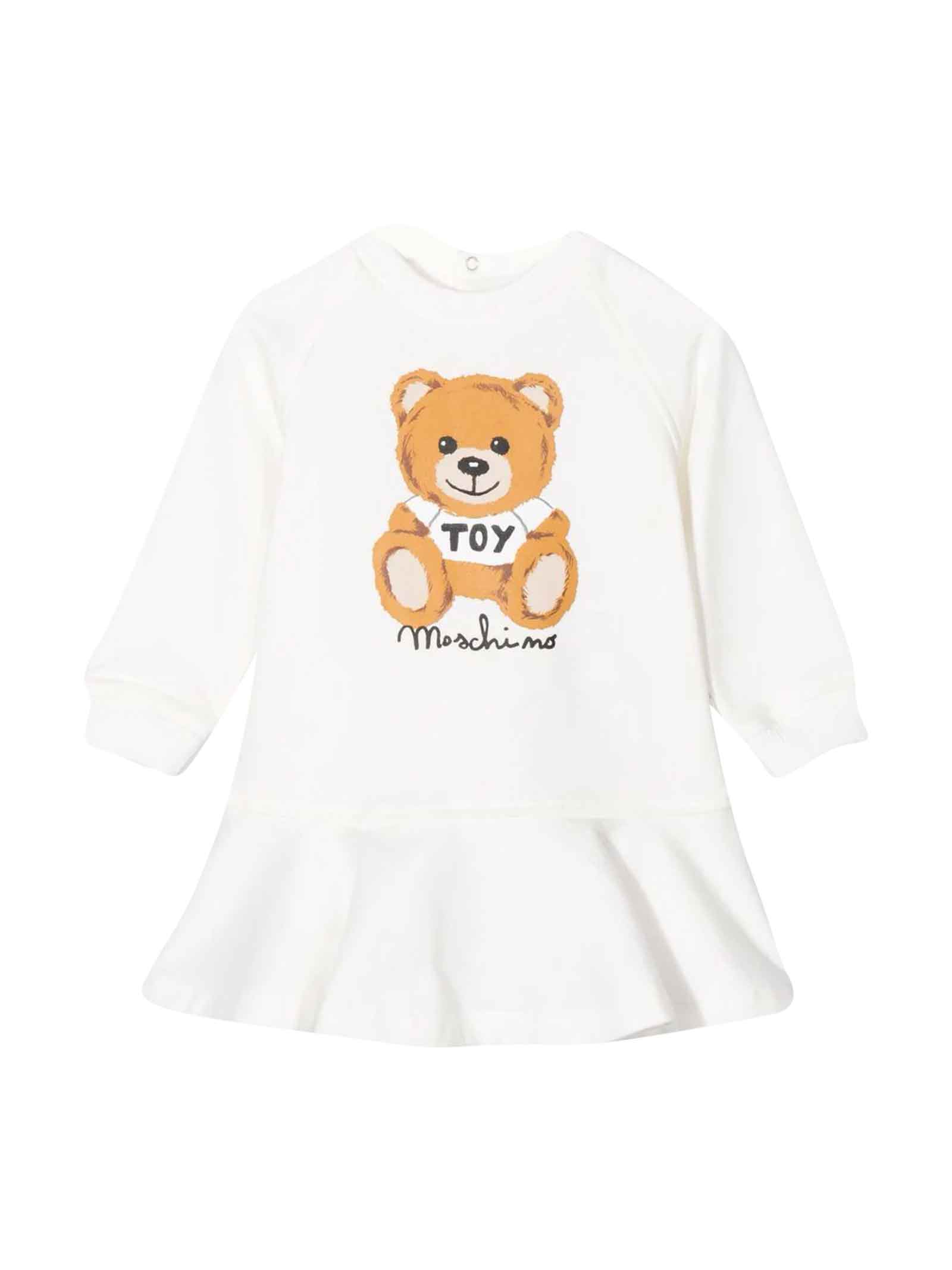 MOSCHINO BABY GIRL DRESS WITH TEDDY BEAR PRINT