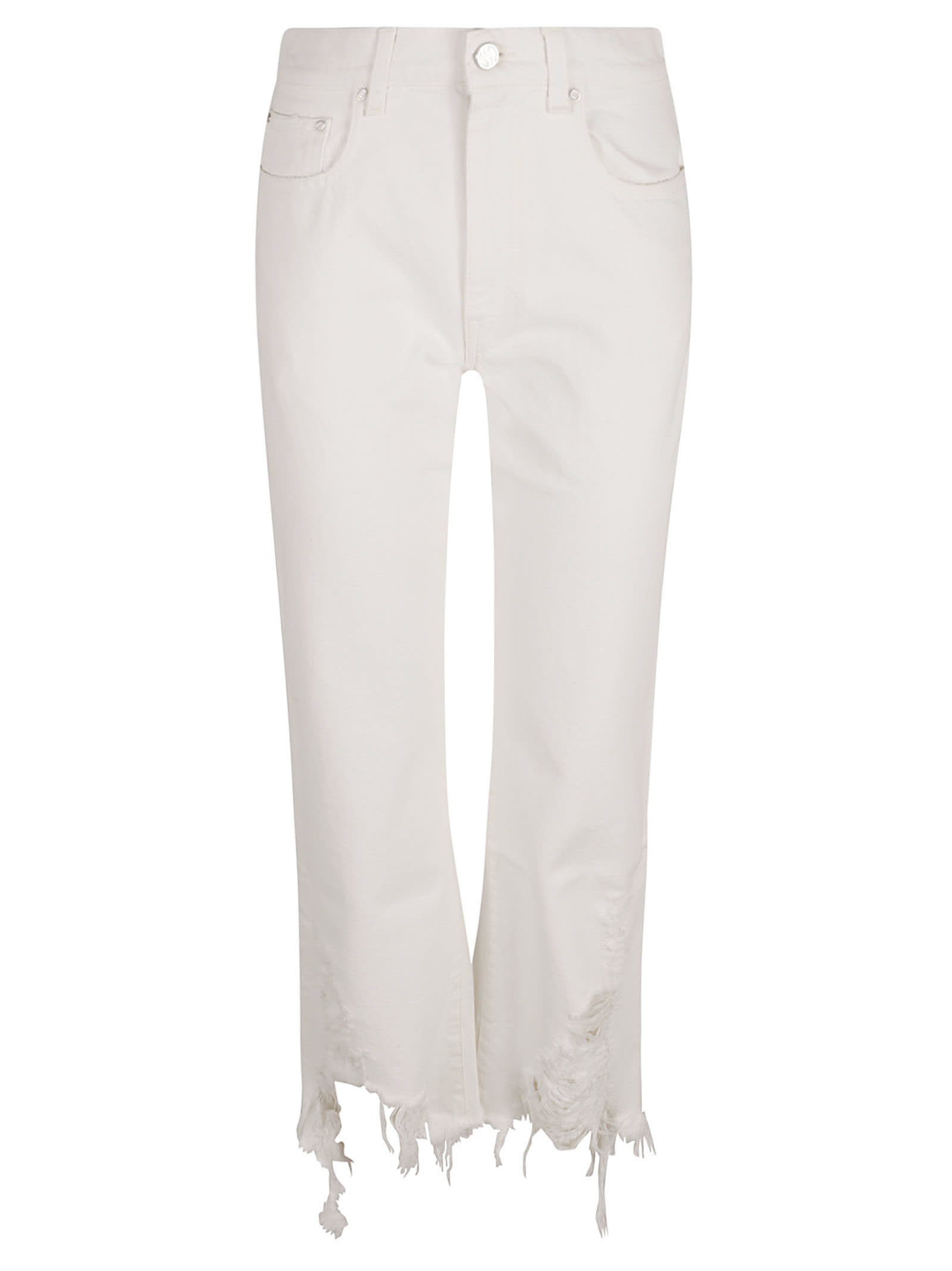 Shop Stella Mccartney Distressed Kick Jeans In White