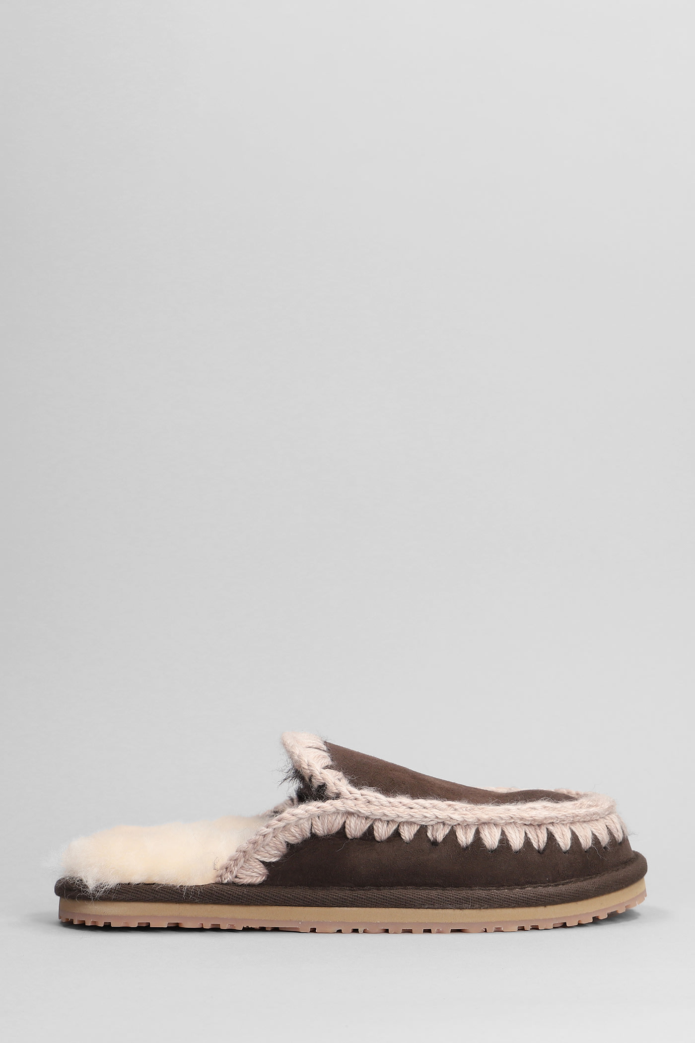 Mou Eskimo Stitch Slipper In Brown