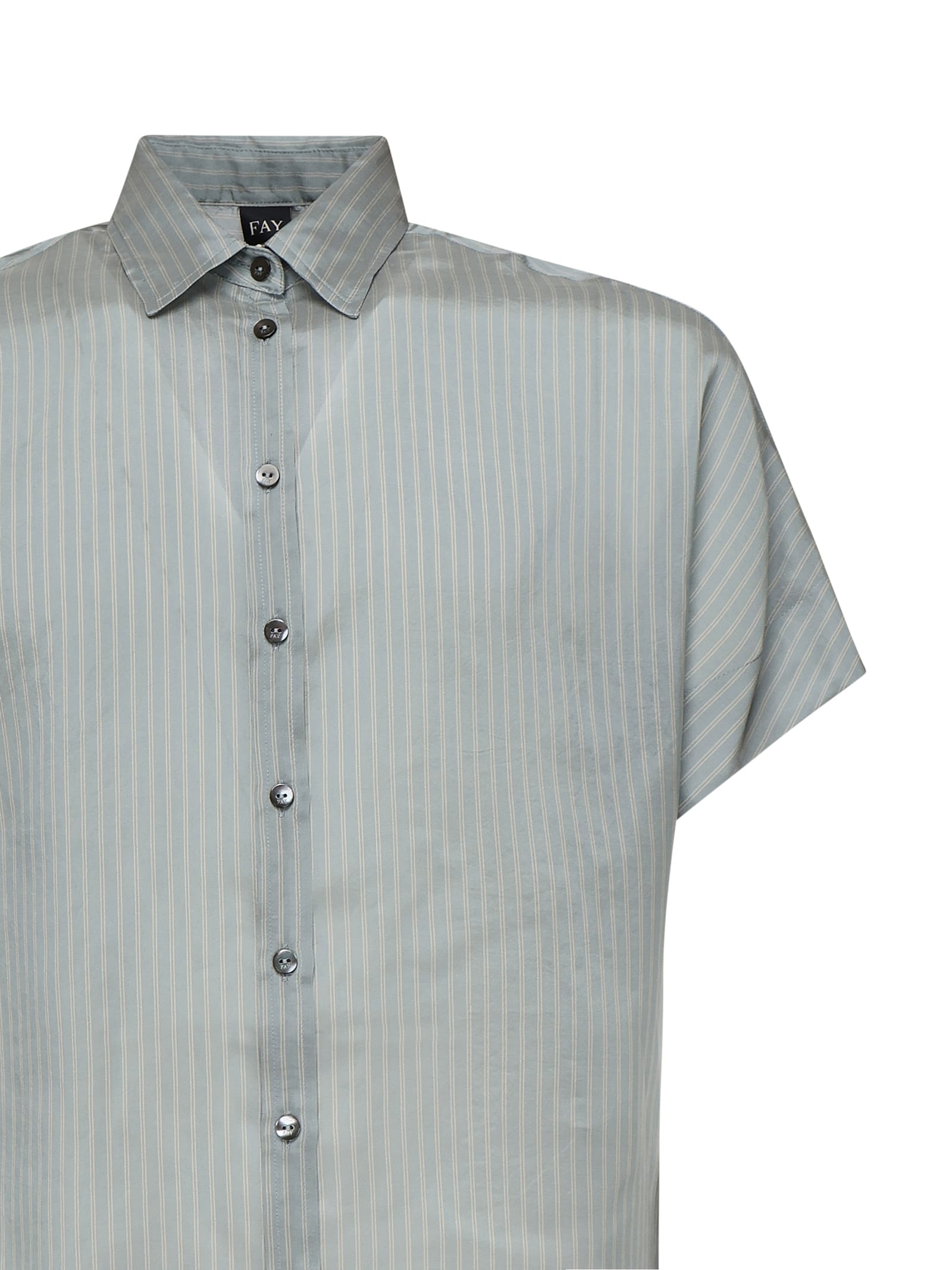 Fay Viscose Silk Striped Sailor Collar Shirt
