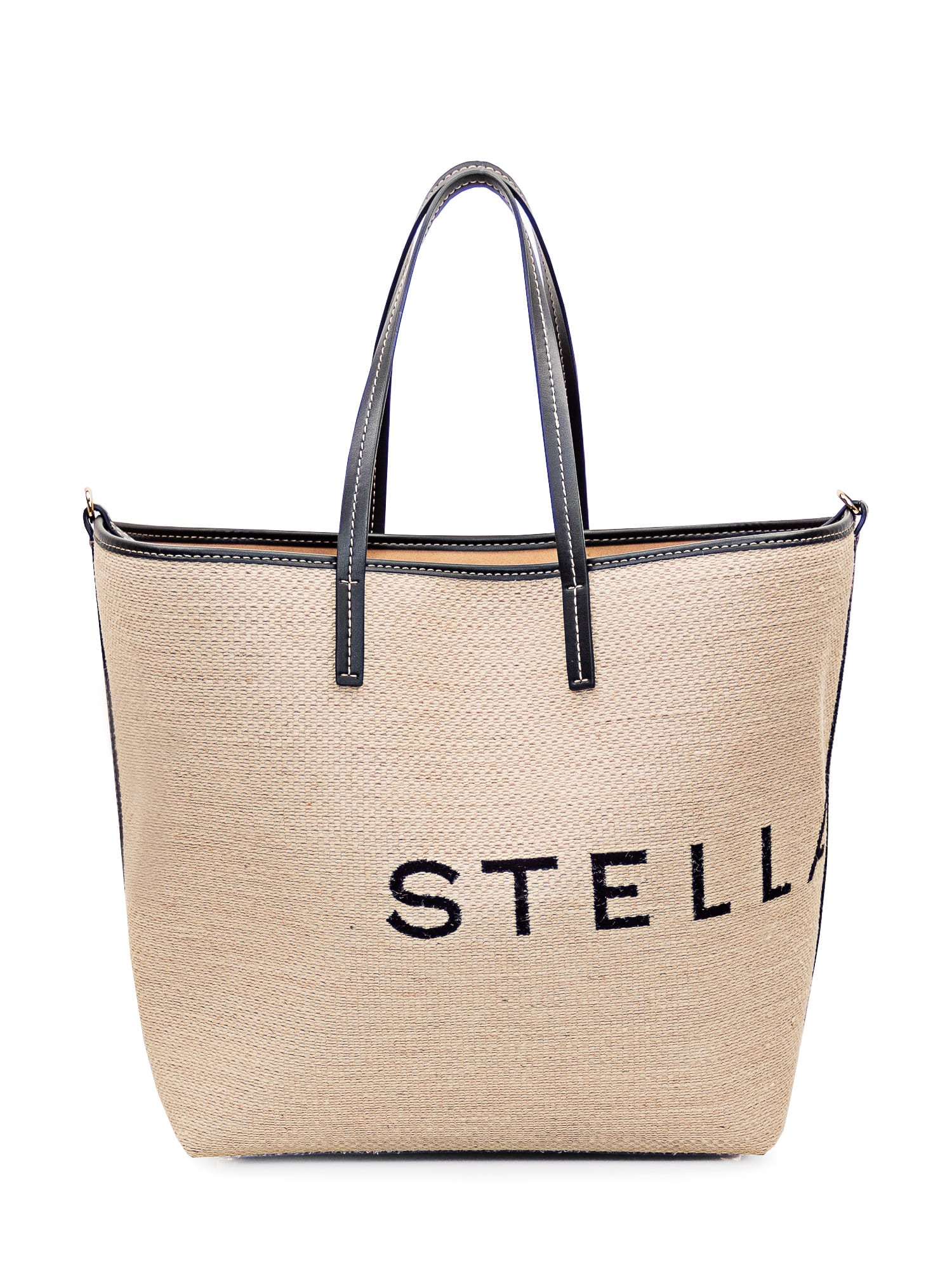 Shop Stella Mccartney Tote Bag With Logo In Natural