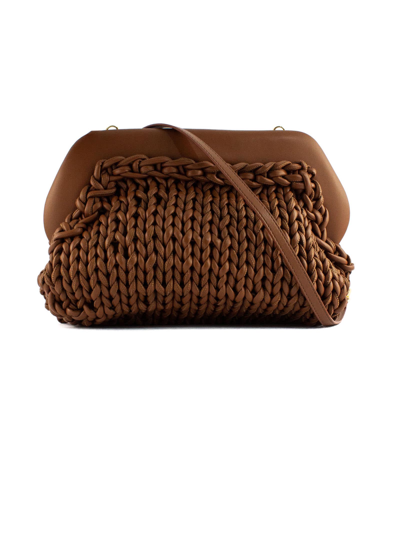 THEMOIRè Bios Knitted Brown Clutch Bag