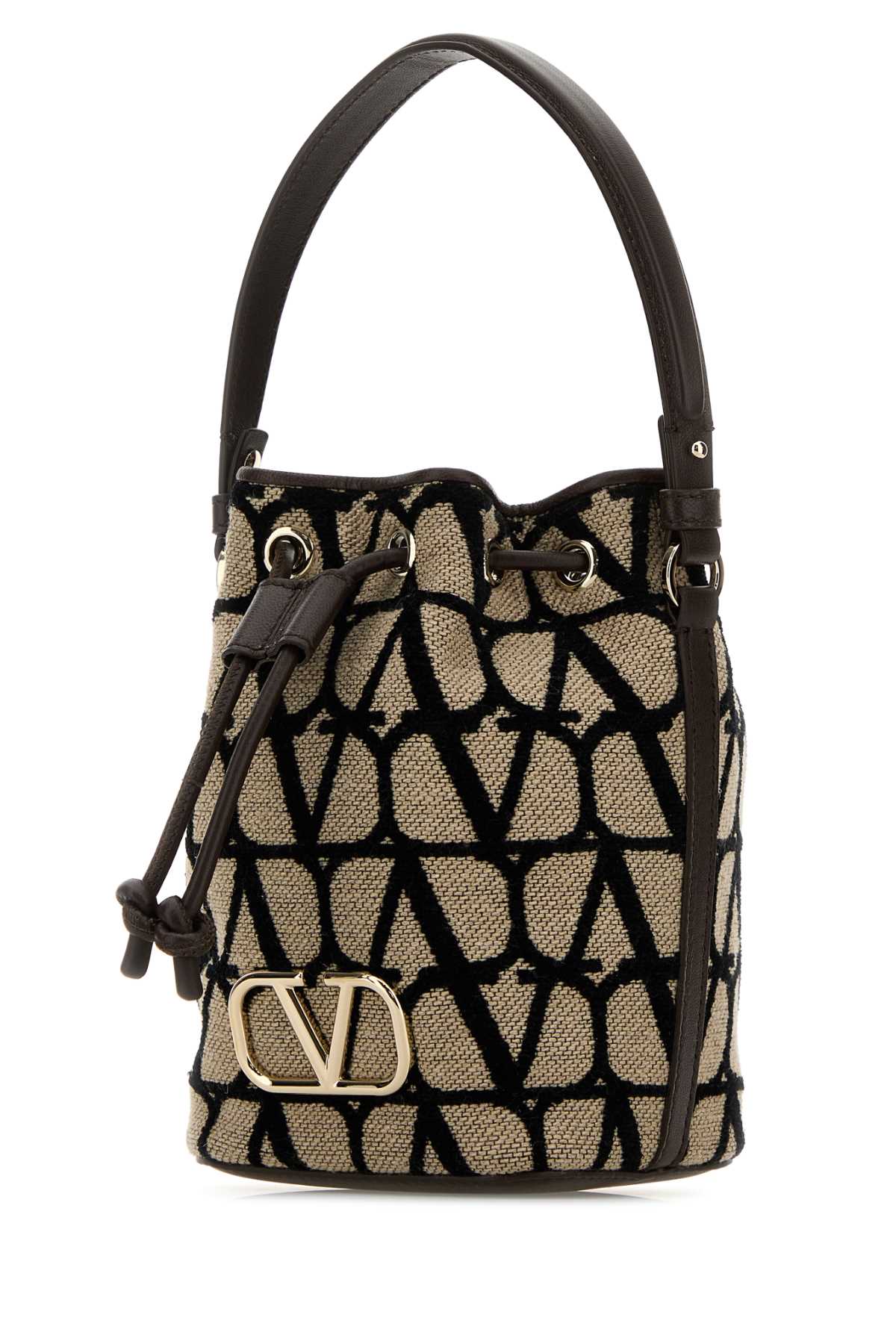 Shop Valentino Toile Iconographe Vlogo Signature Bucket Bag In Naturalenerofondant