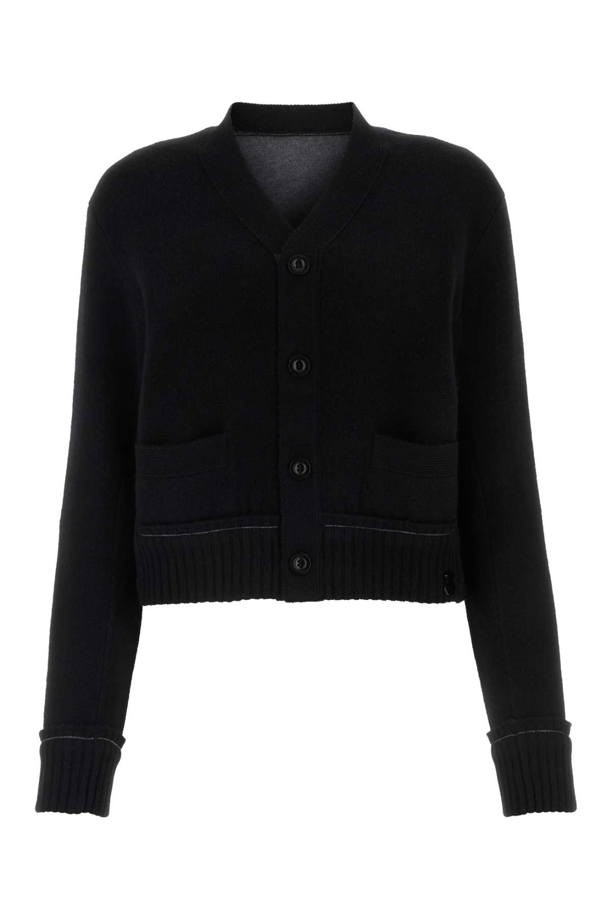 Shop Sacai Black Cotton Blend Cardigan