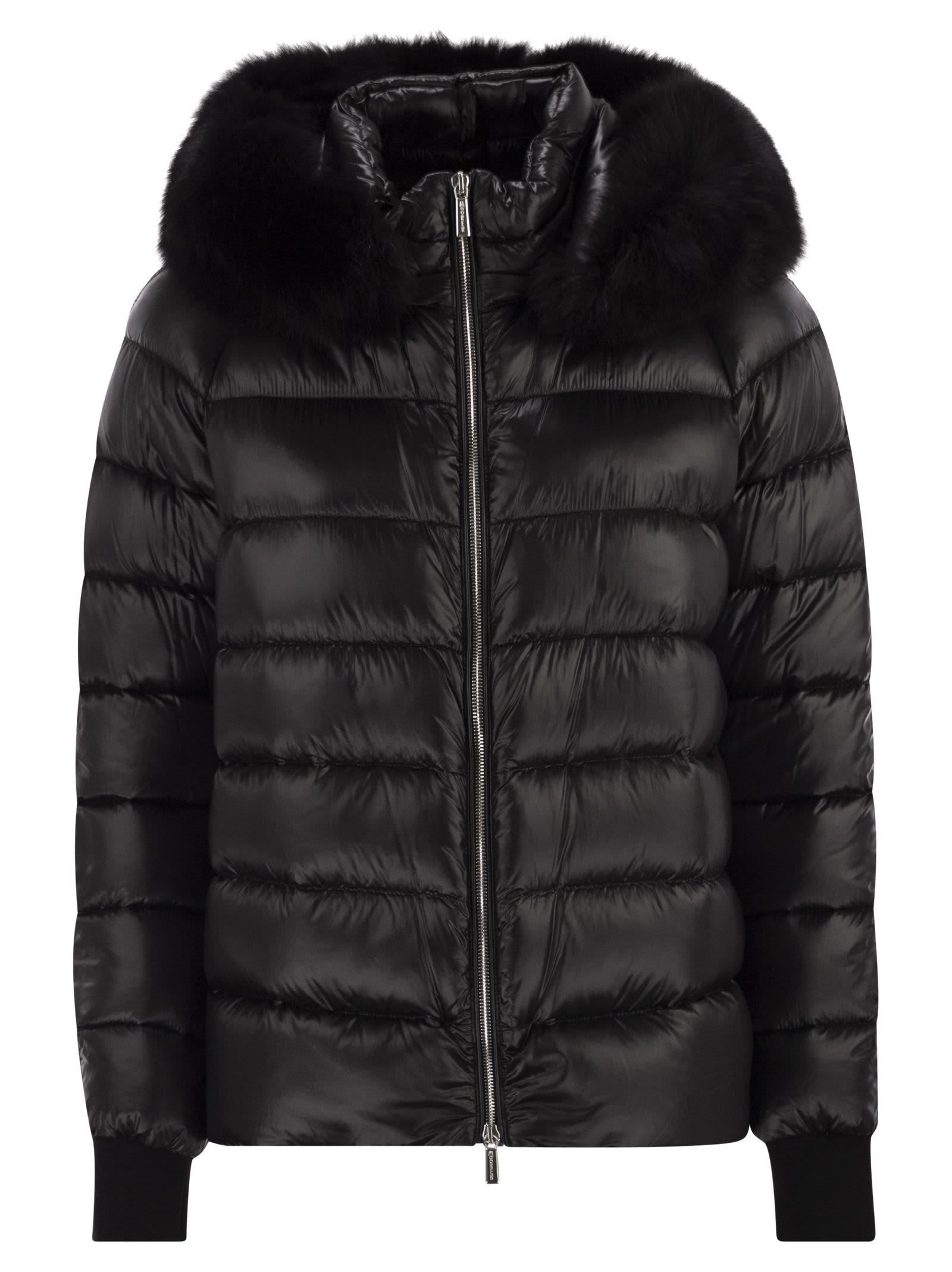 Moorer Pegaso - Down Jacket With Detachable Hood In Black