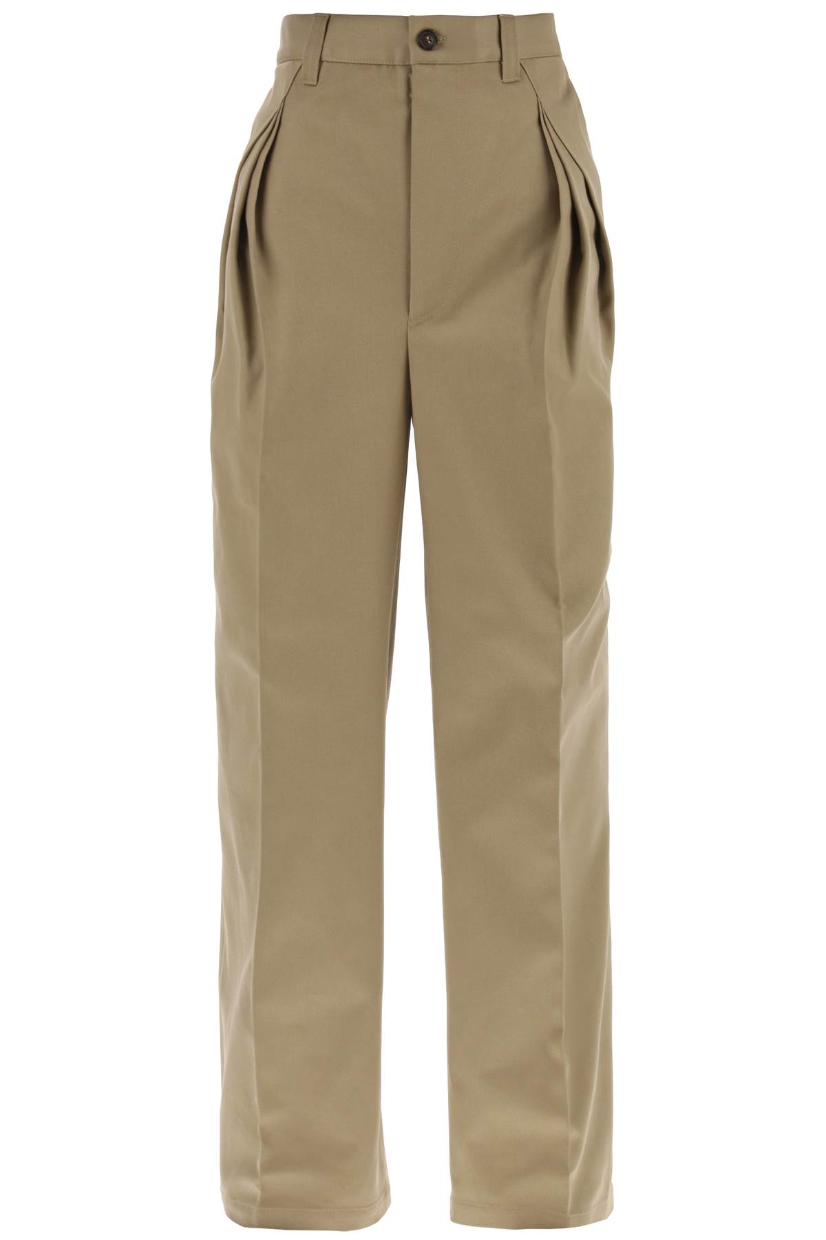 Shop Maison Margiela Trousers With Triple Ple In Beige (beige)