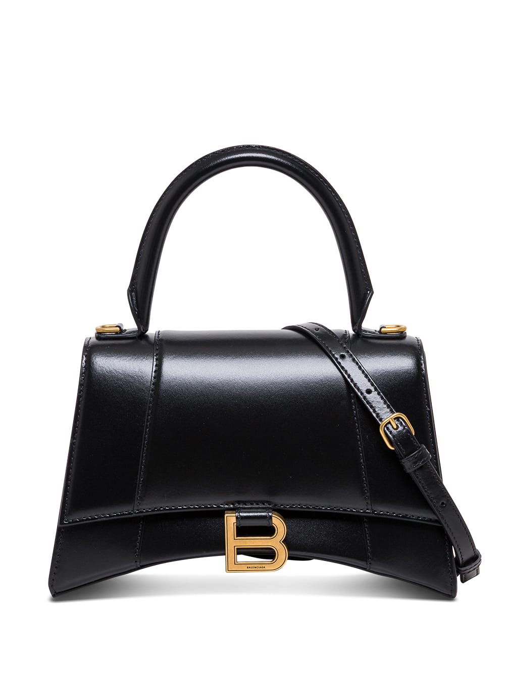 Balenciaga Hourglass Handbag In Black Leather