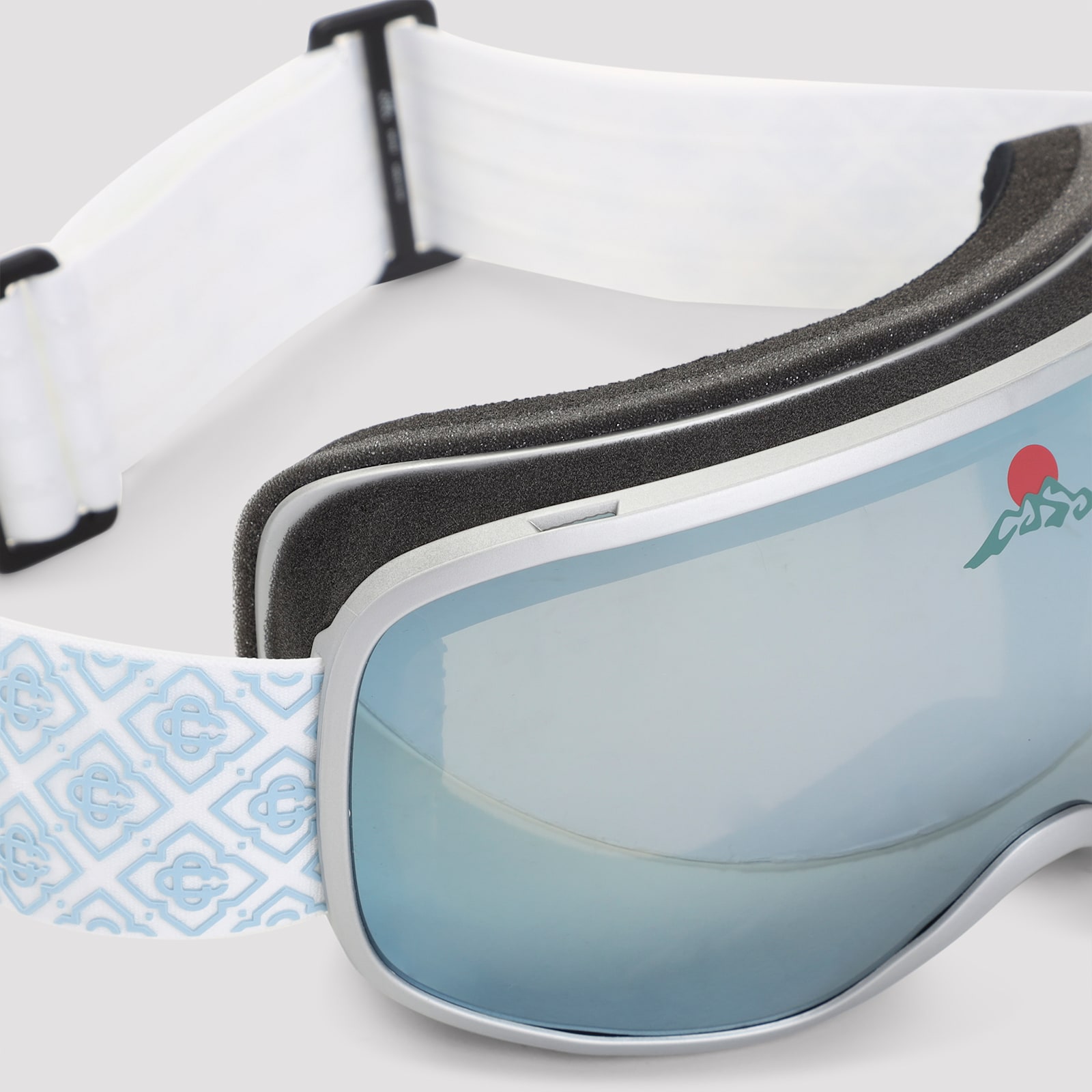 Casablanca Silver And White Acetate Ski Goggles In Blue