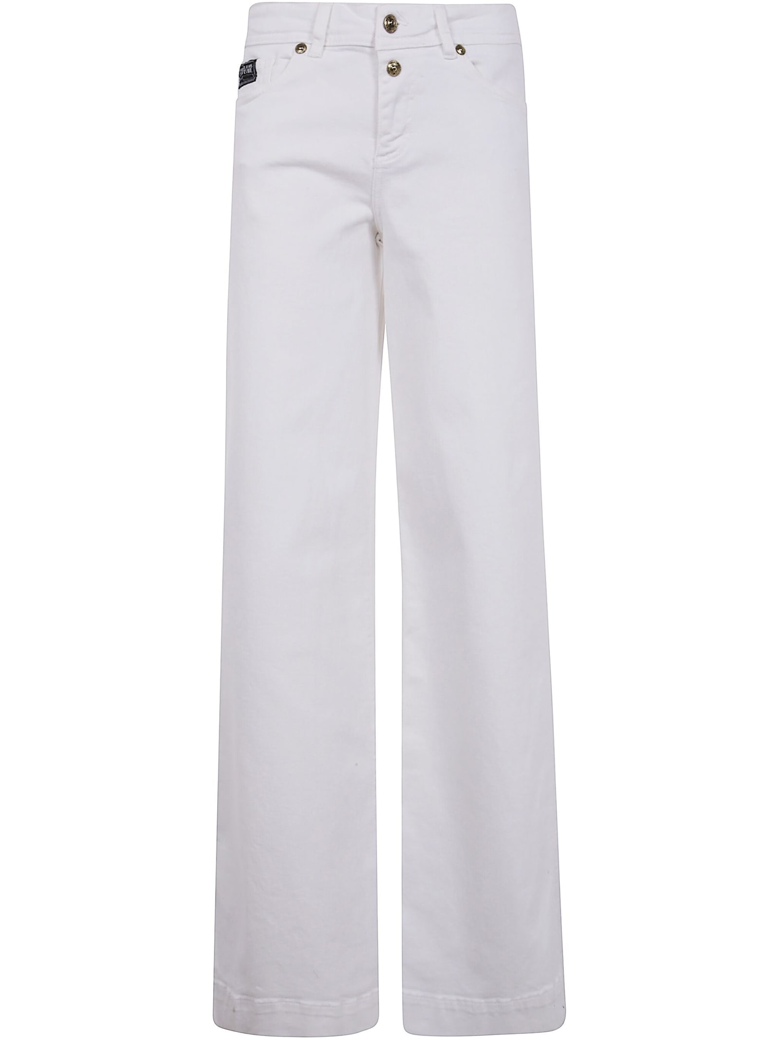 Versace Jeans Couture 5 Pockets Bull Stretch Slim Wide Leg In White
