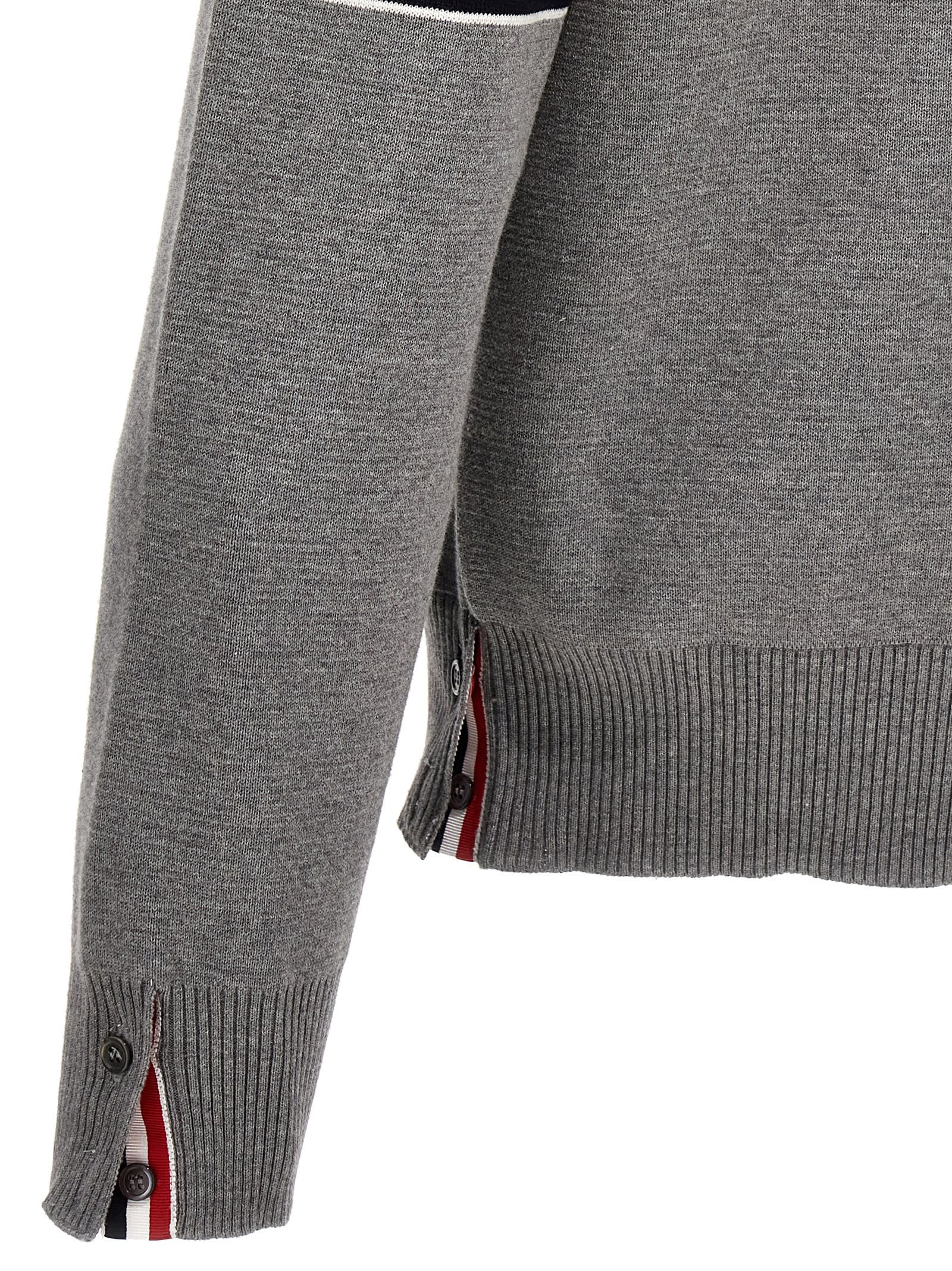 Shop Thom Browne Compact Cotton Knit Sweater In Light Grey