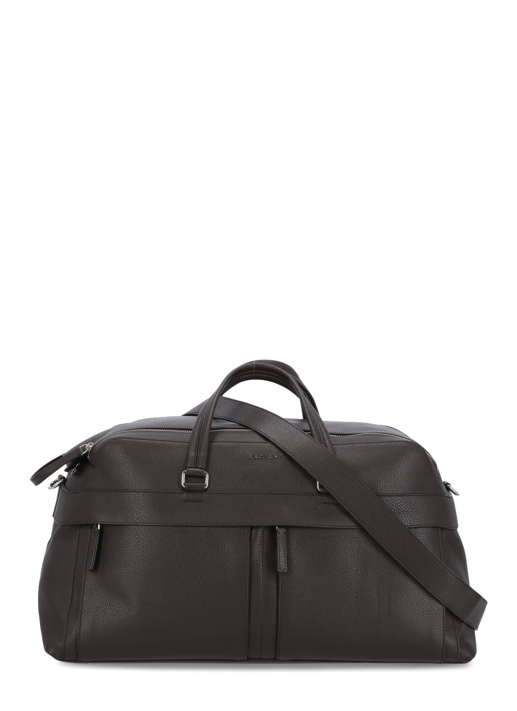 Orciani Micron Pebbled Leather Duffel Bag In Brown