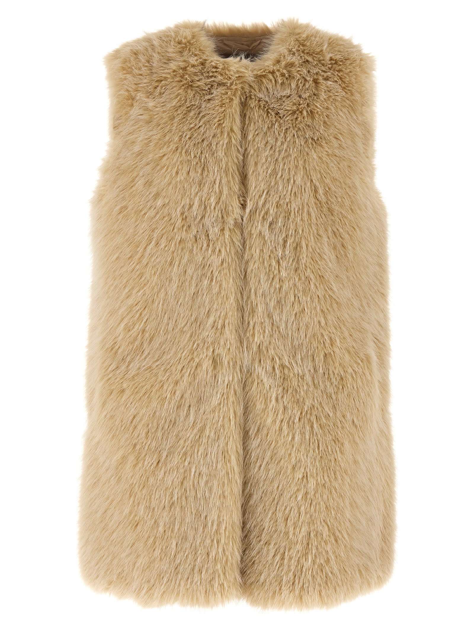 Shop Herno Faux Fur Vest In Neutrals