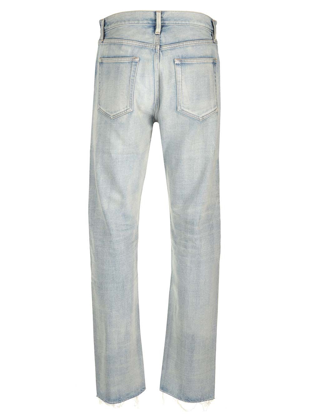 Shop Fear Of God Classic Straight Leg Jeans In Light Blue