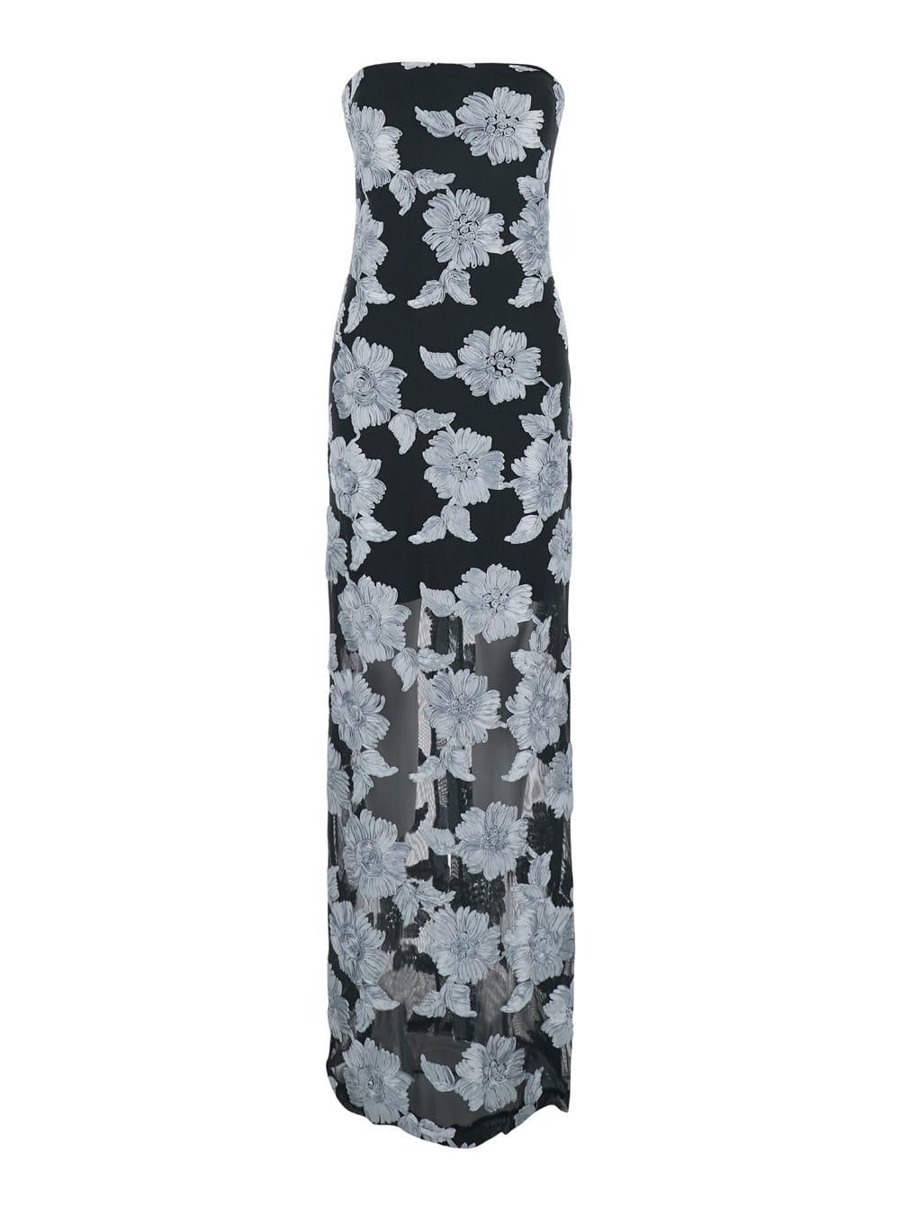 Shop Rotate Birger Christensen Multicolor Long Dress With All-over Floral Print In Tech Fabric Stretch Woman