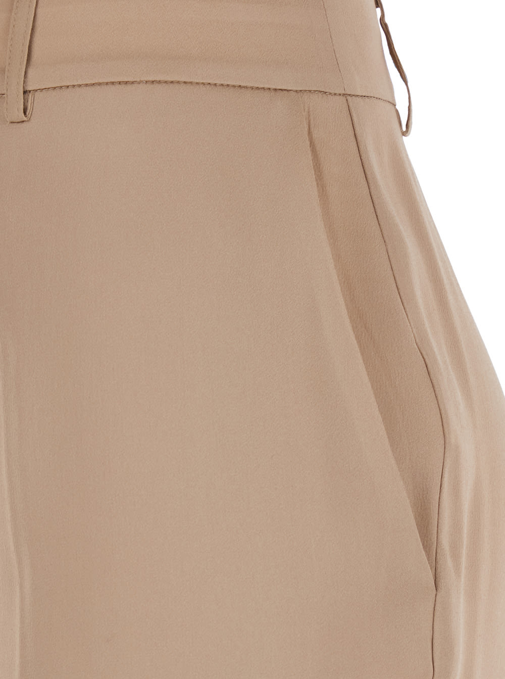 Shop Semicouture Beige Satin Finish Trousers In Acetate And Silk Blend Woman