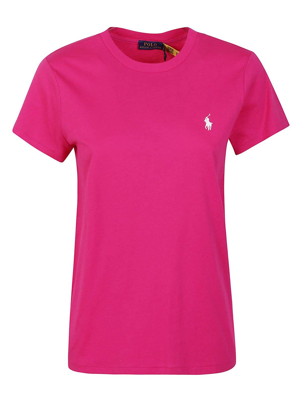 Ralph Lauren Pony Embroidered Crewneck T-shirt In Pink Sky