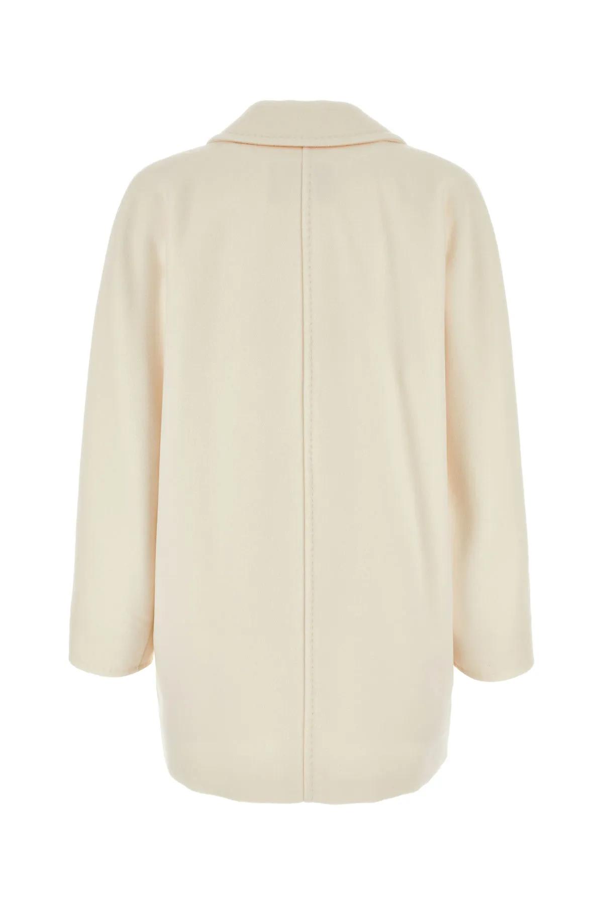 Shop Max Mara Ivory Wool Blend Rebus Coat In White