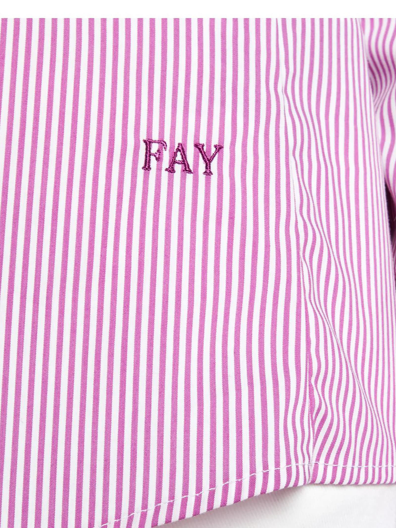 Shop Fay White And Pink Stretch Cotton Shirt