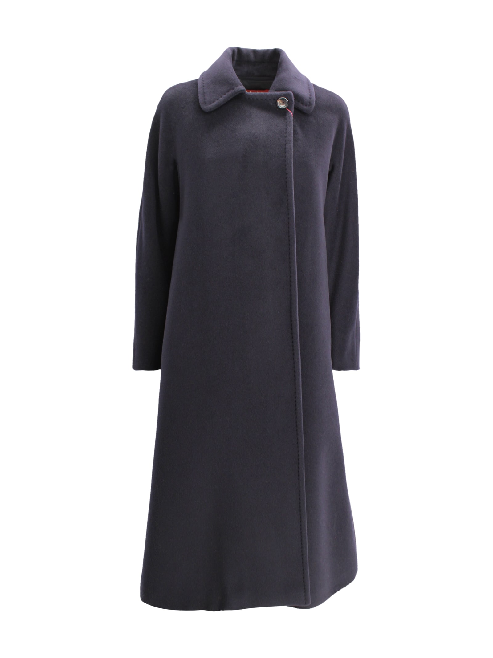 Max Mara Long Wool Coat In Blue