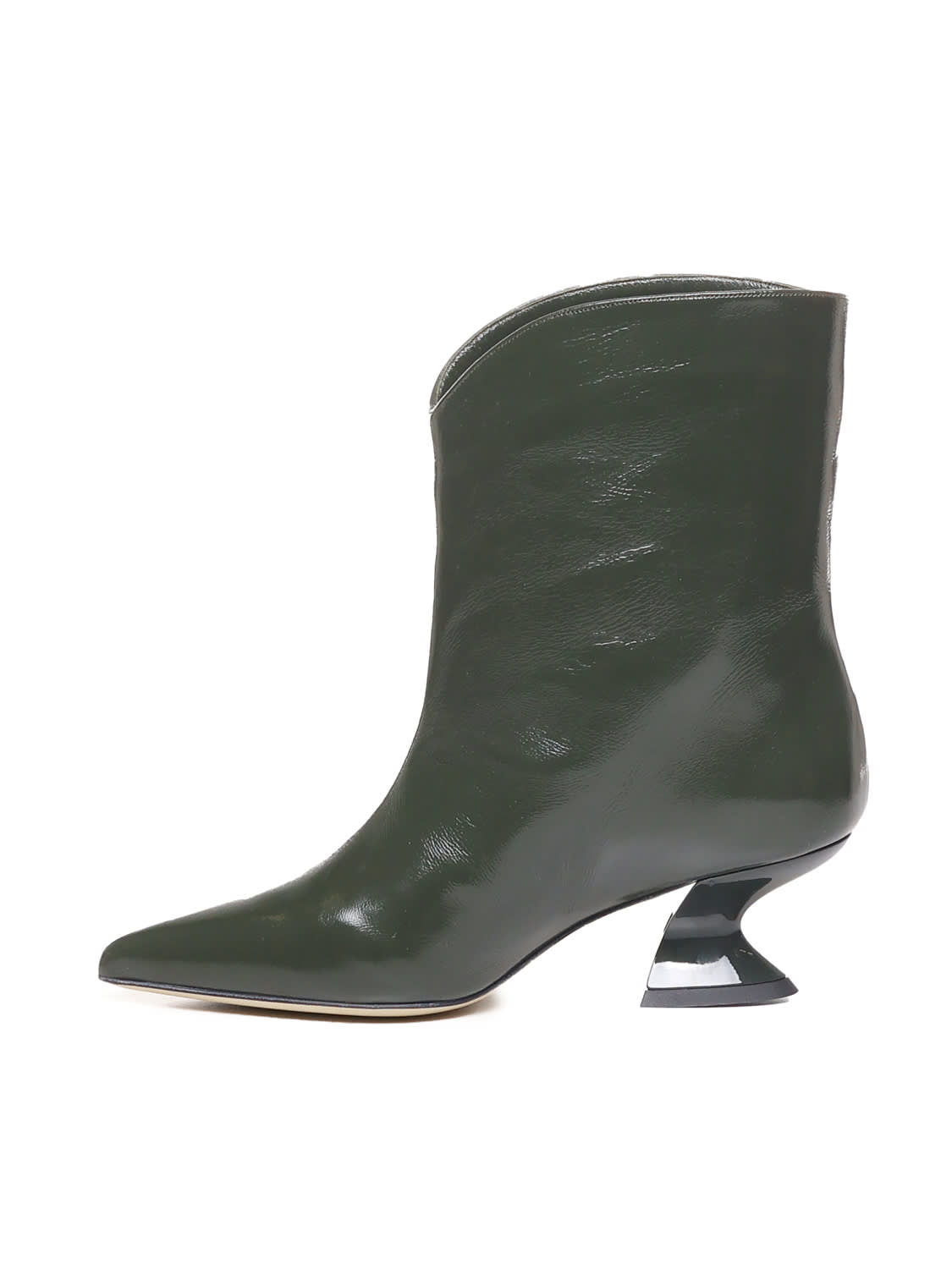 Alchimia Leather Ankle Boot With Low Heel In Green