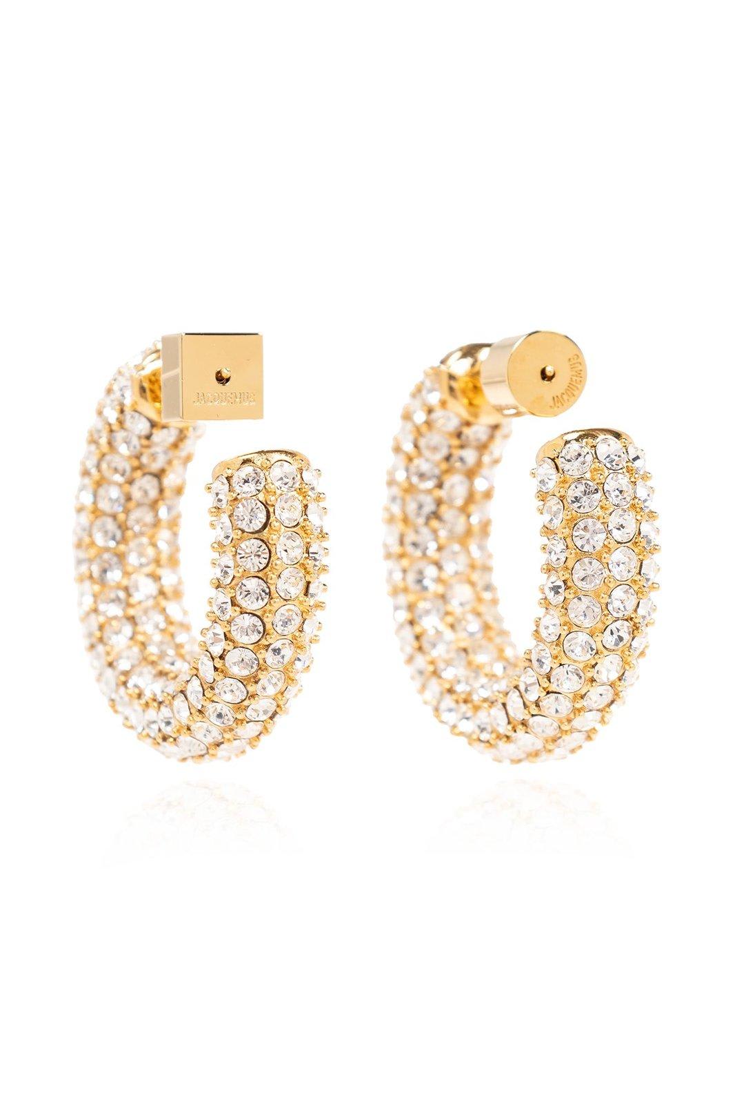 Shop Jacquemus Embellished Hoop Earrings In Gold