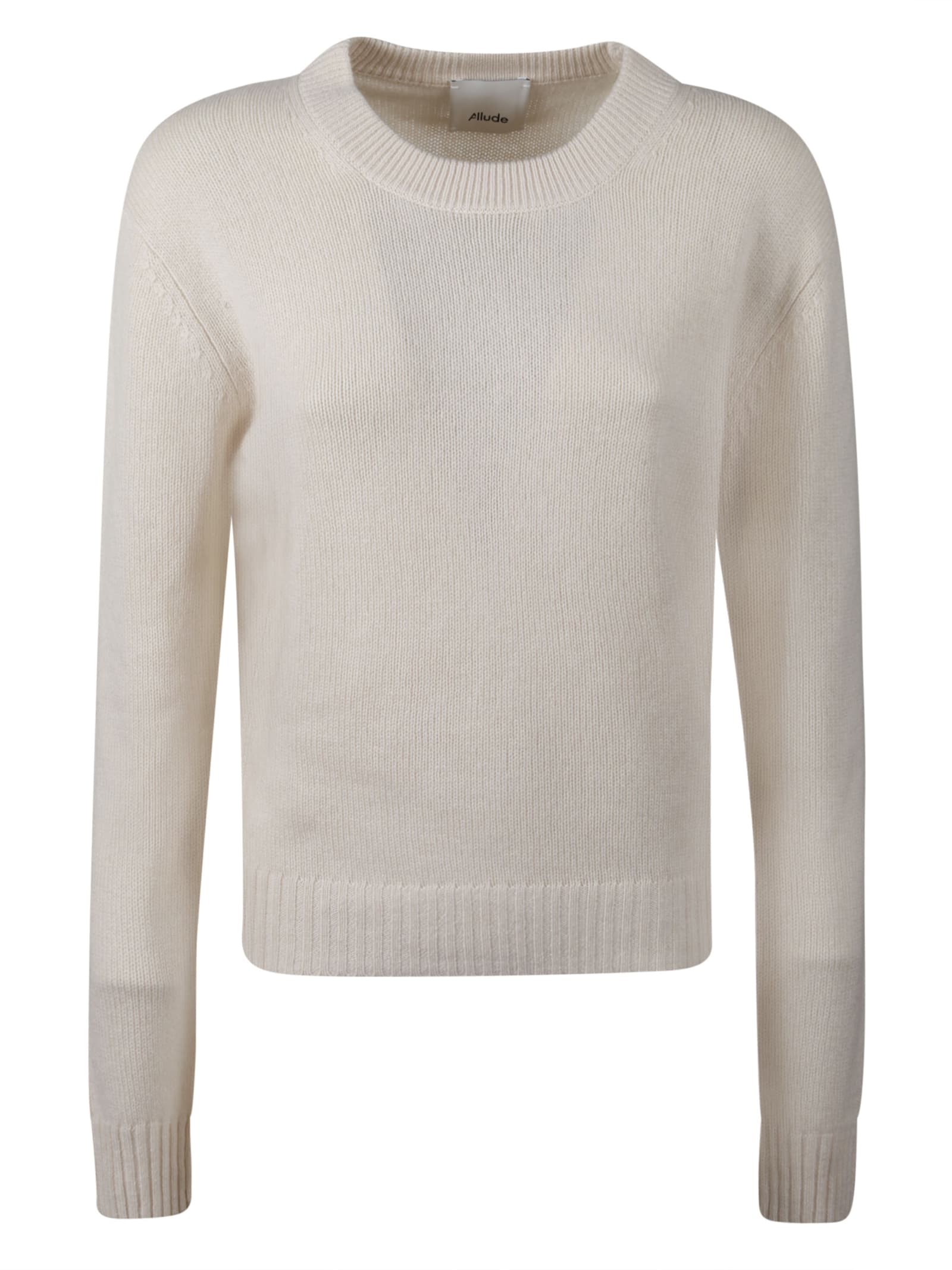 Allude Ribbed Crew-neck Sweater In White