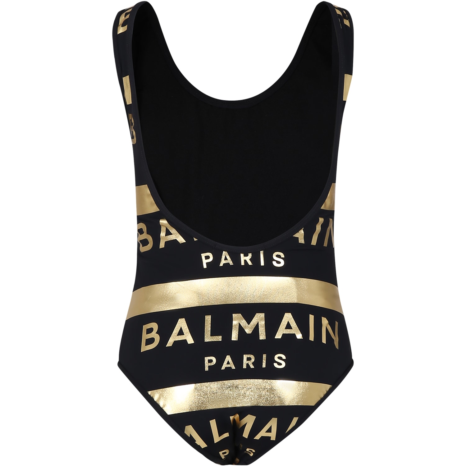 Shop Balmain Black Swimsuit For Girl With Logo