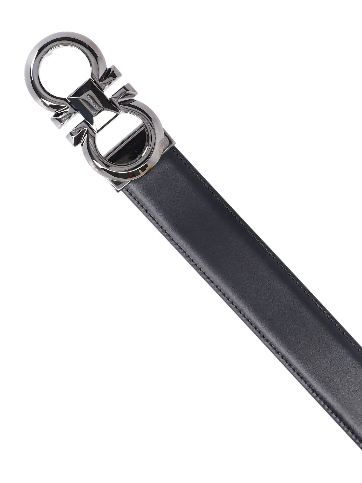 Shop Ferragamo Gancini Reversible Belt In Black