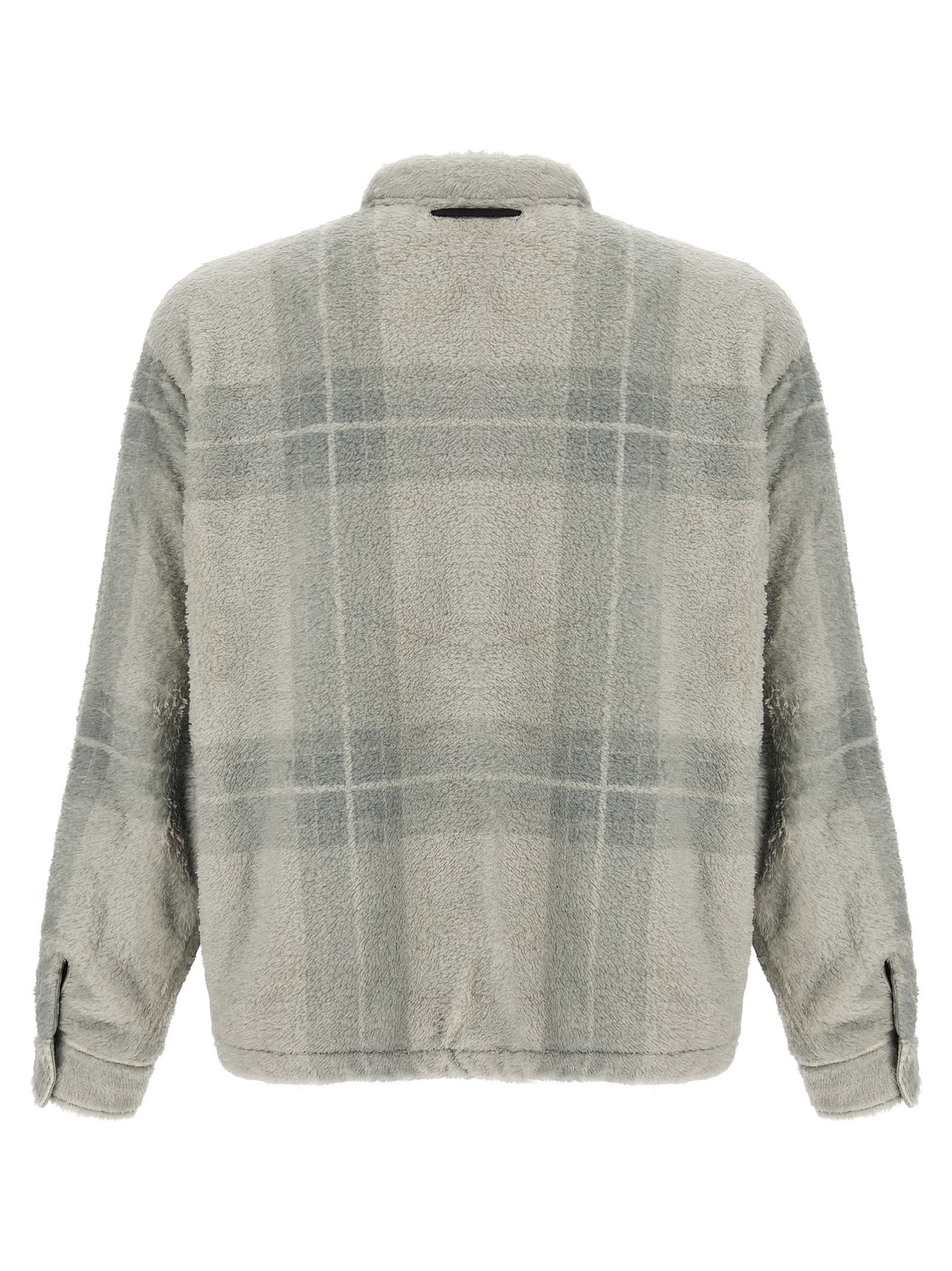 Shop Stampd Plaid Cropped Sherpa Buttondown Jacket In Green
