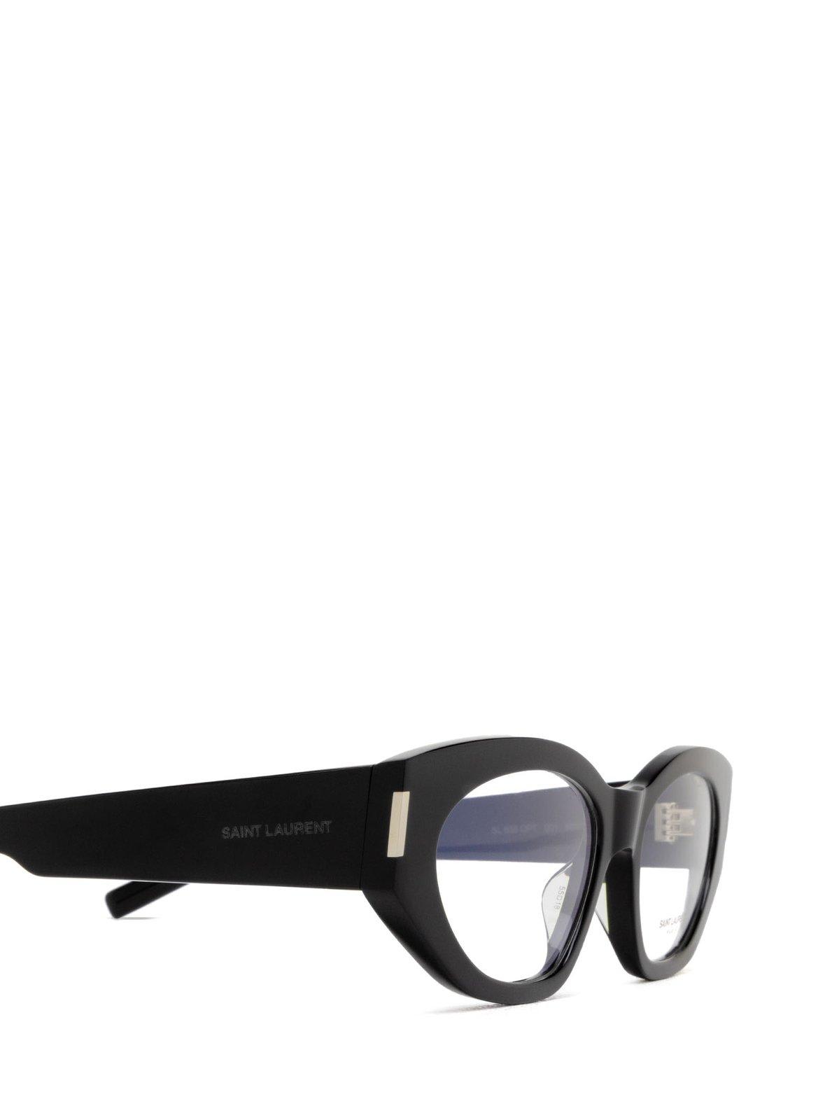 Shop Saint Laurent Cat-eye Frame Glasses In 001 Black Black Transpare