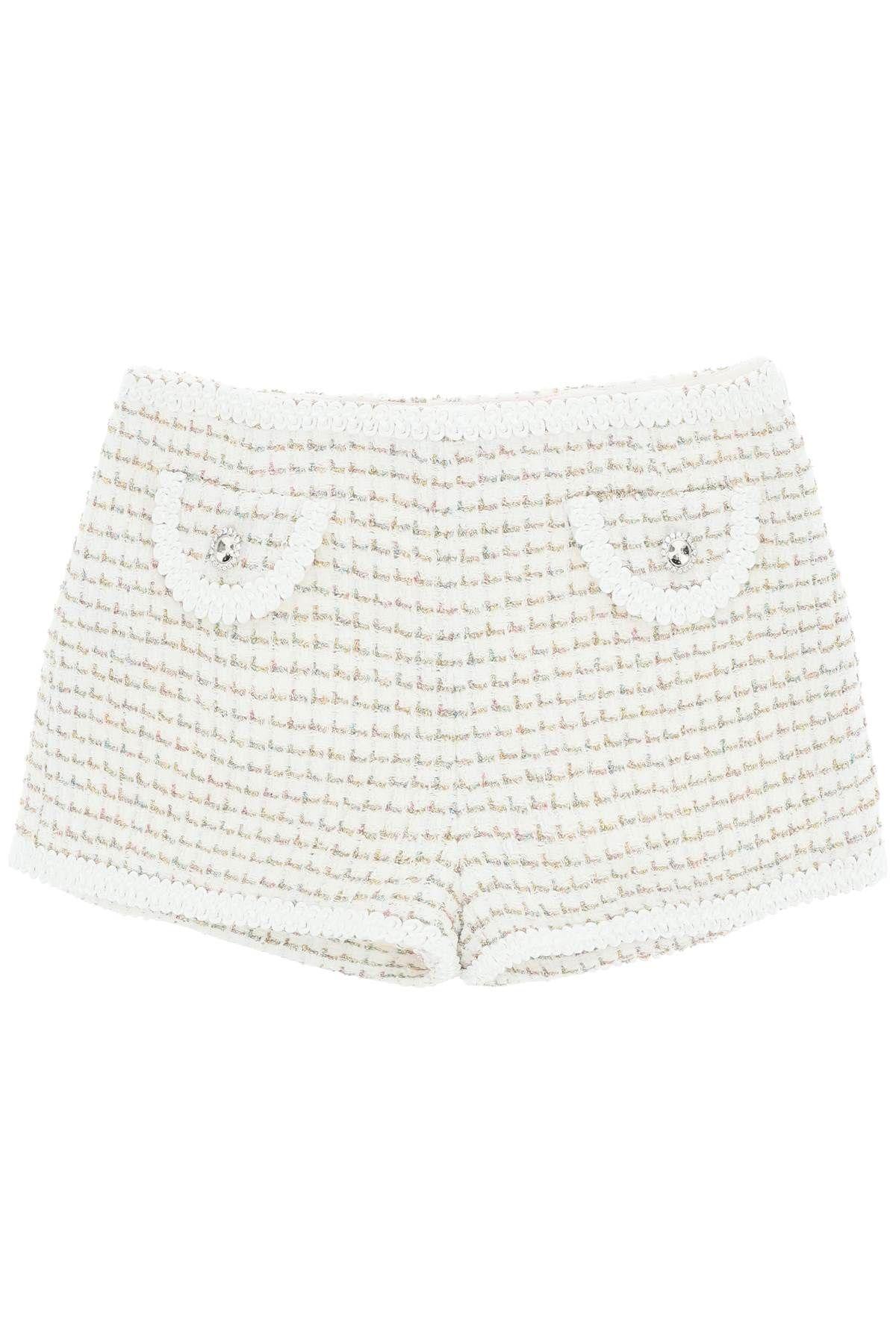 Shop Alessandra Rich Lurex Tweed Shorts In White