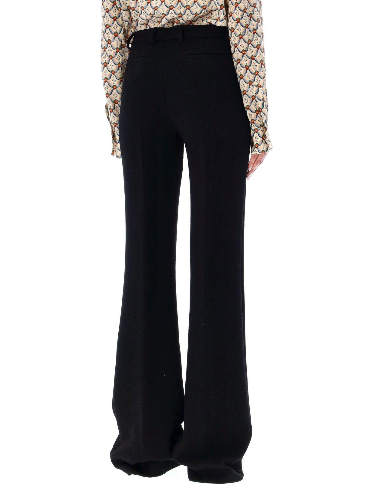 Shop Etro Pressed Crease Flared Trousers In Nero