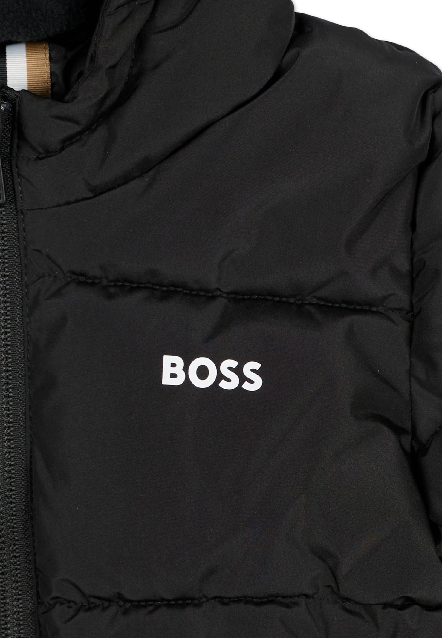 Hugo Boss Black Down Jacket For Baby Boy With Logo In Black