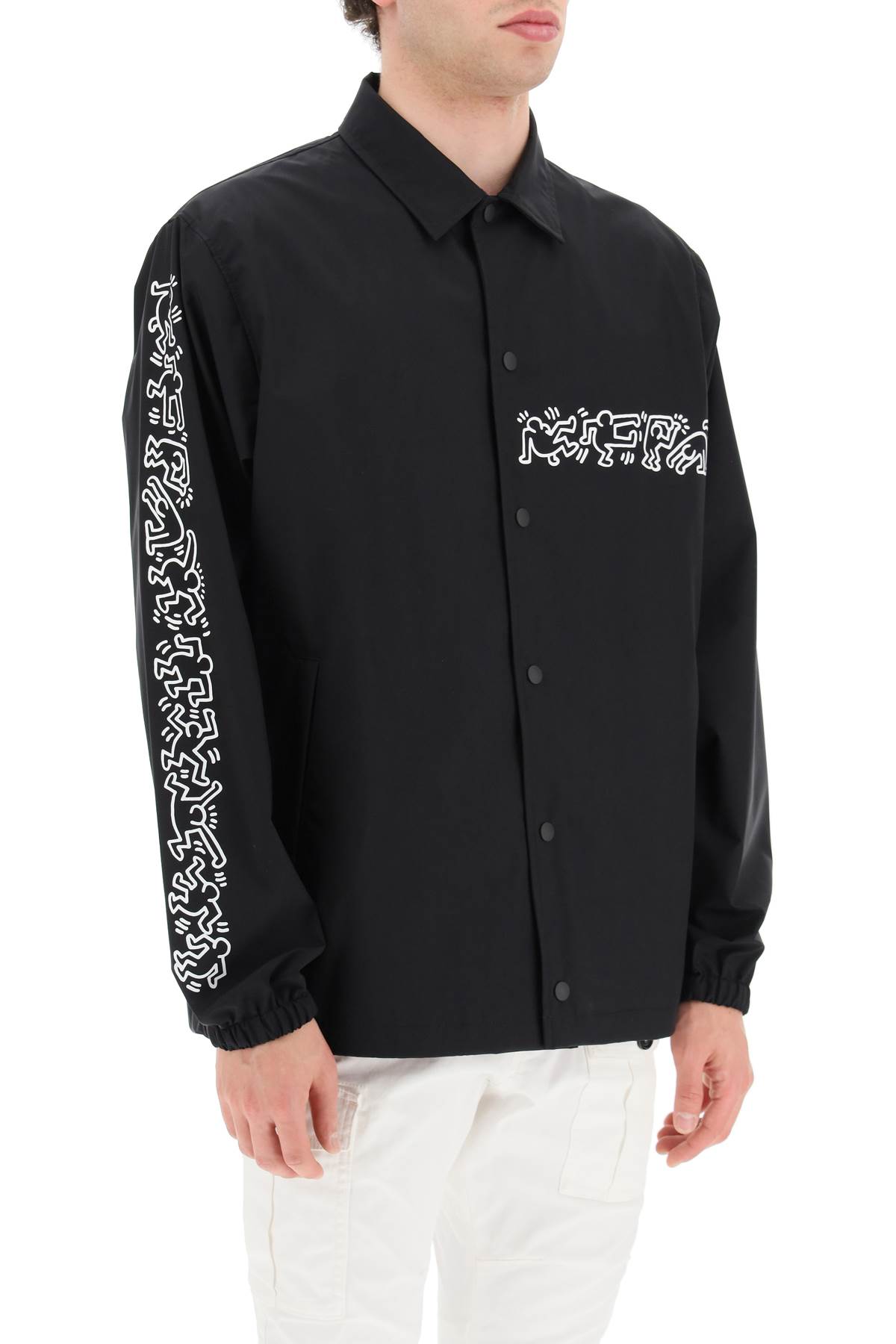 Shop Junya Watanabe Keith Haring Overshirt Jacket In Black X White (black)