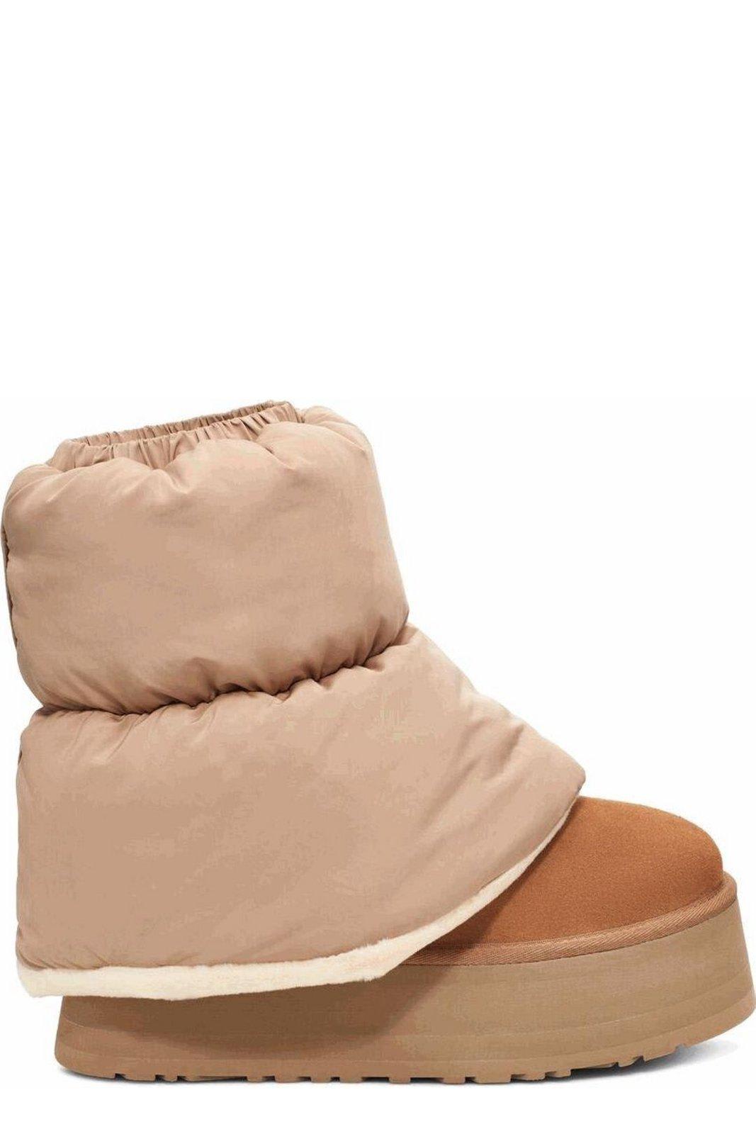 Shop Ugg Classic Mini Dipper Puffer Boots In Beige