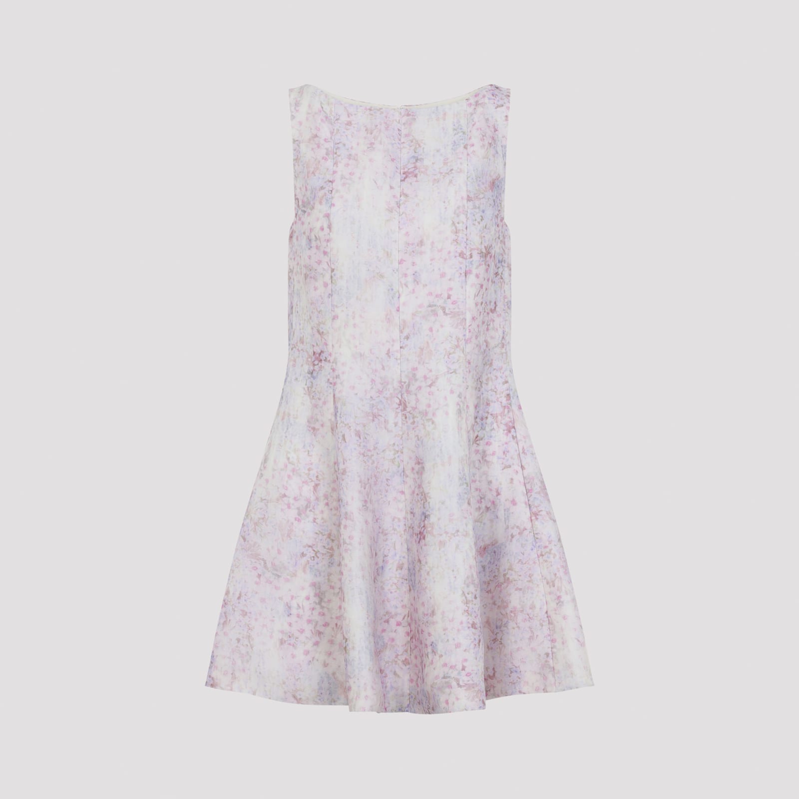 Alberta Ferretti Floral Sleeveless Mini Dress In White