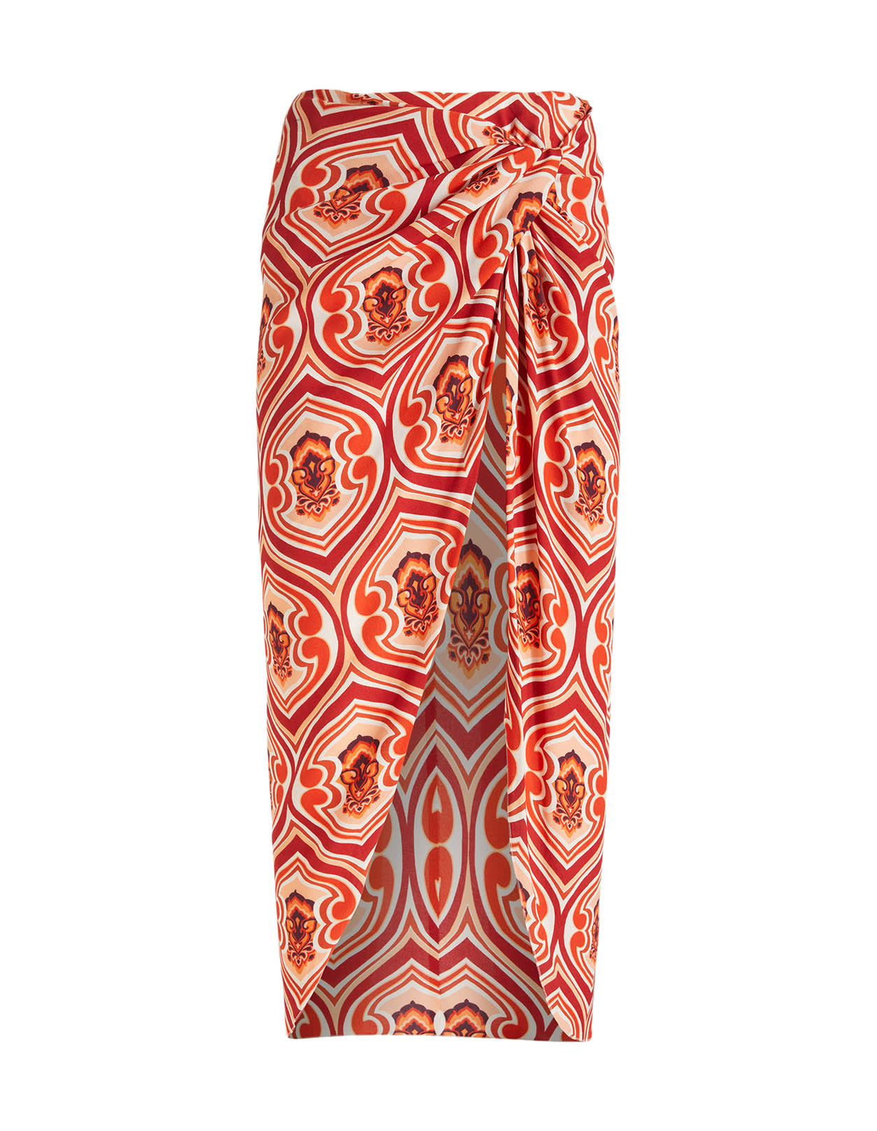 Etro Sarong Skirt With Graphic Print In Arancione